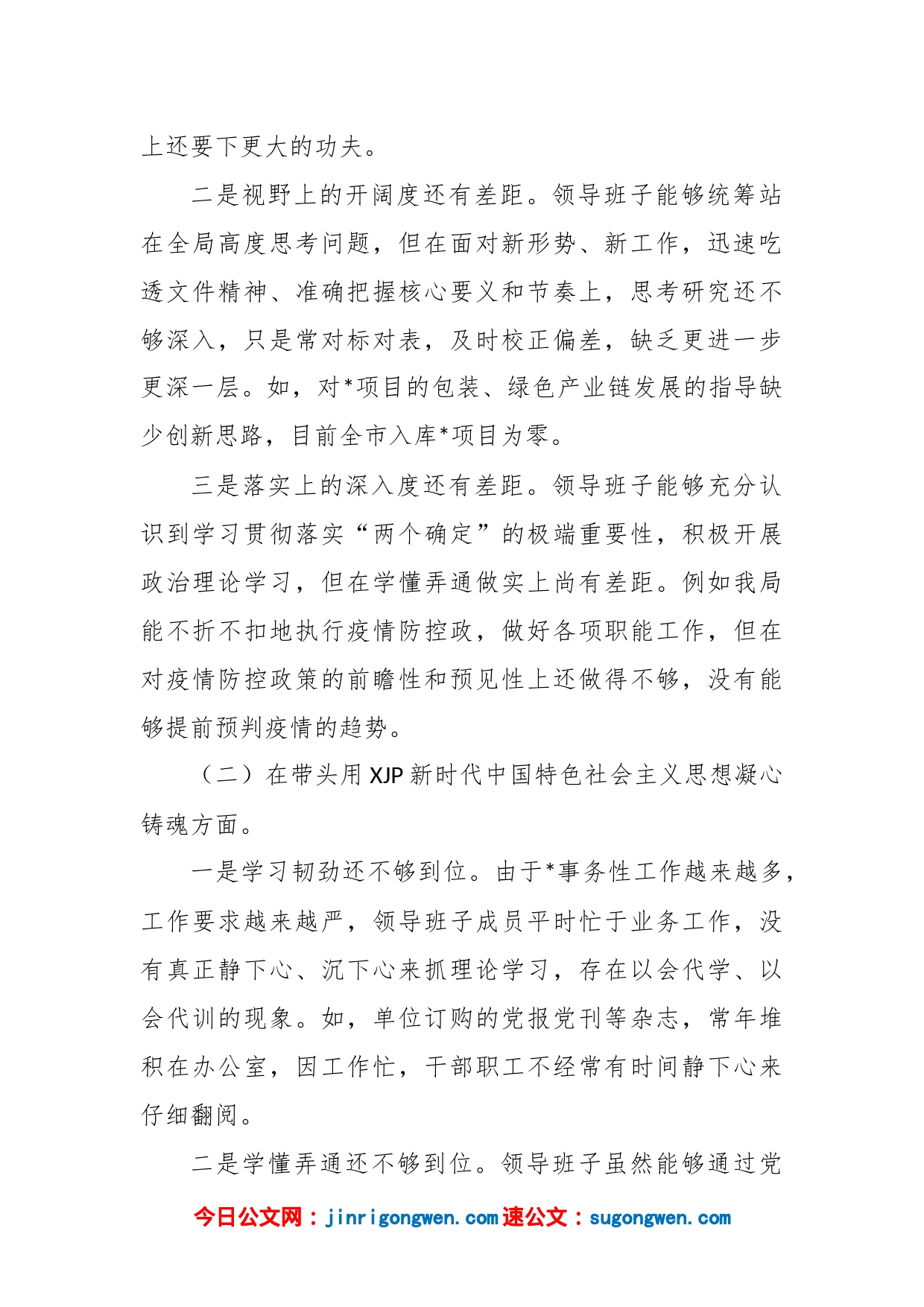 民主生活会局领导班子对照检查材料_第2页