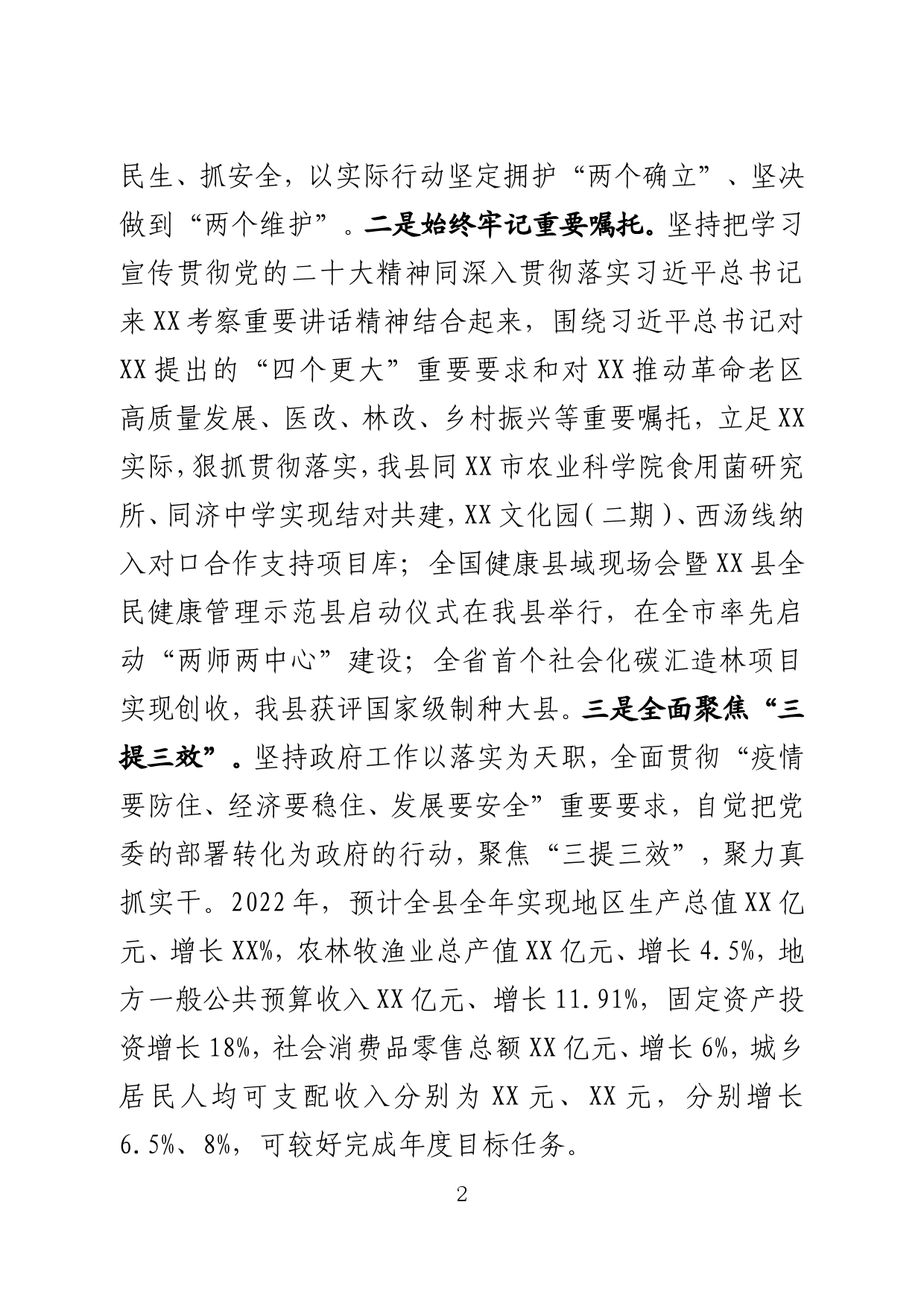XX县长2022年度述责述廉报告_第2页