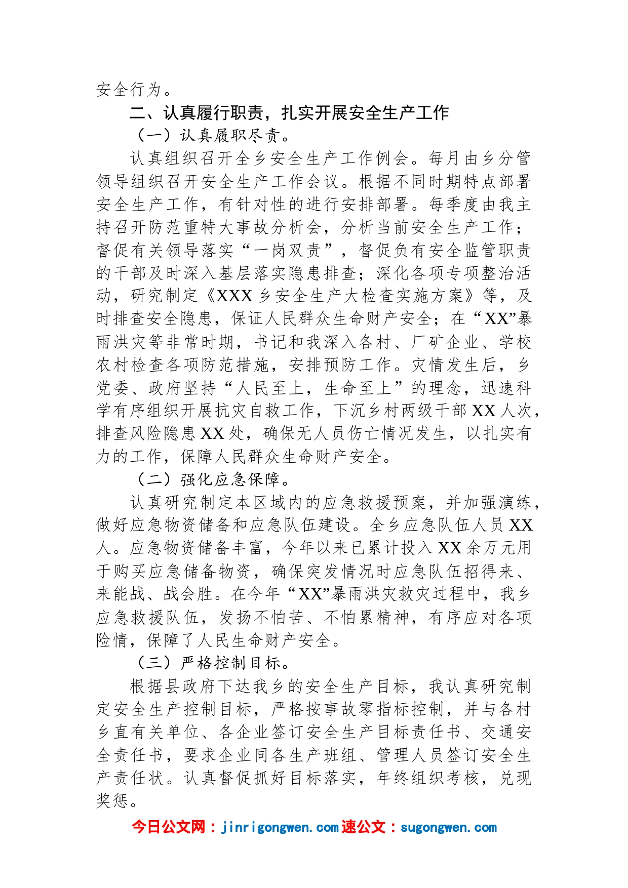 乡2022年安全生产工作履职报告_第2页