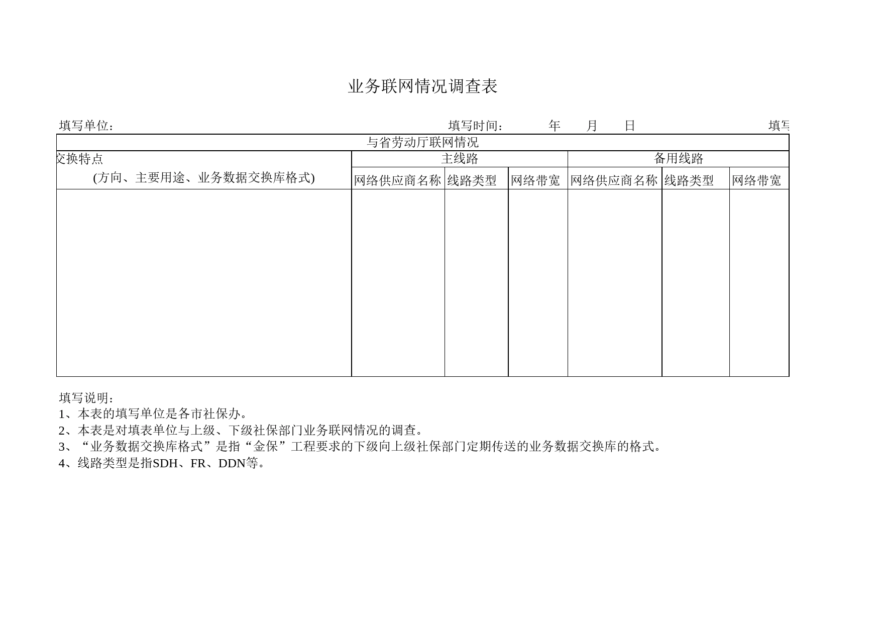 业务联网情况调查表Excel表格模板_第1页