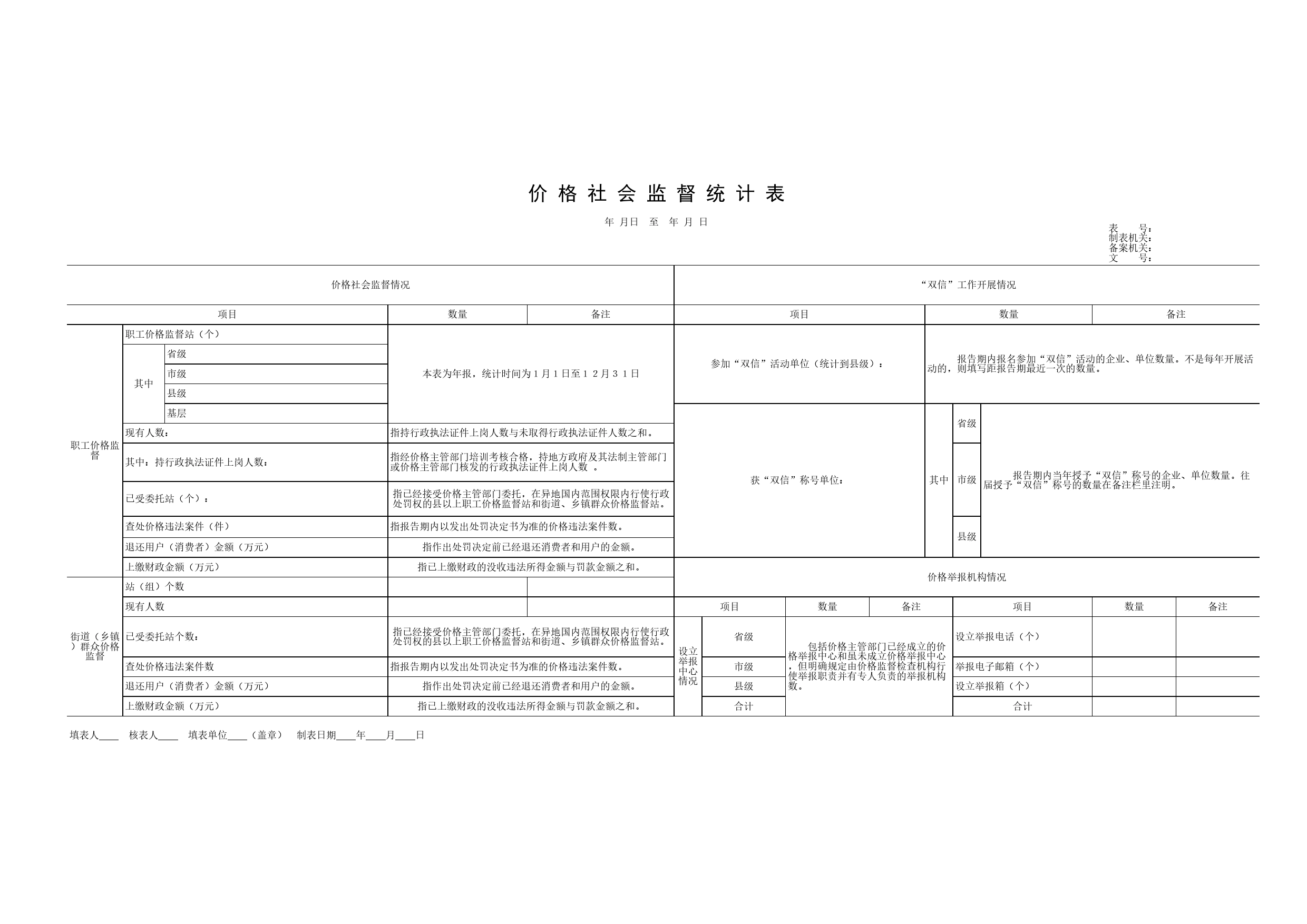 价格社会监督统计表Excel表格模板_第1页