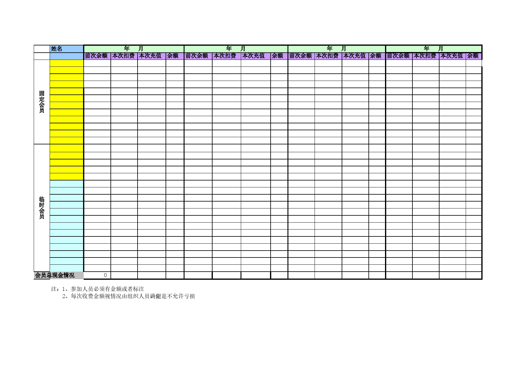 会员费用结算表Excel表格模板_第1页