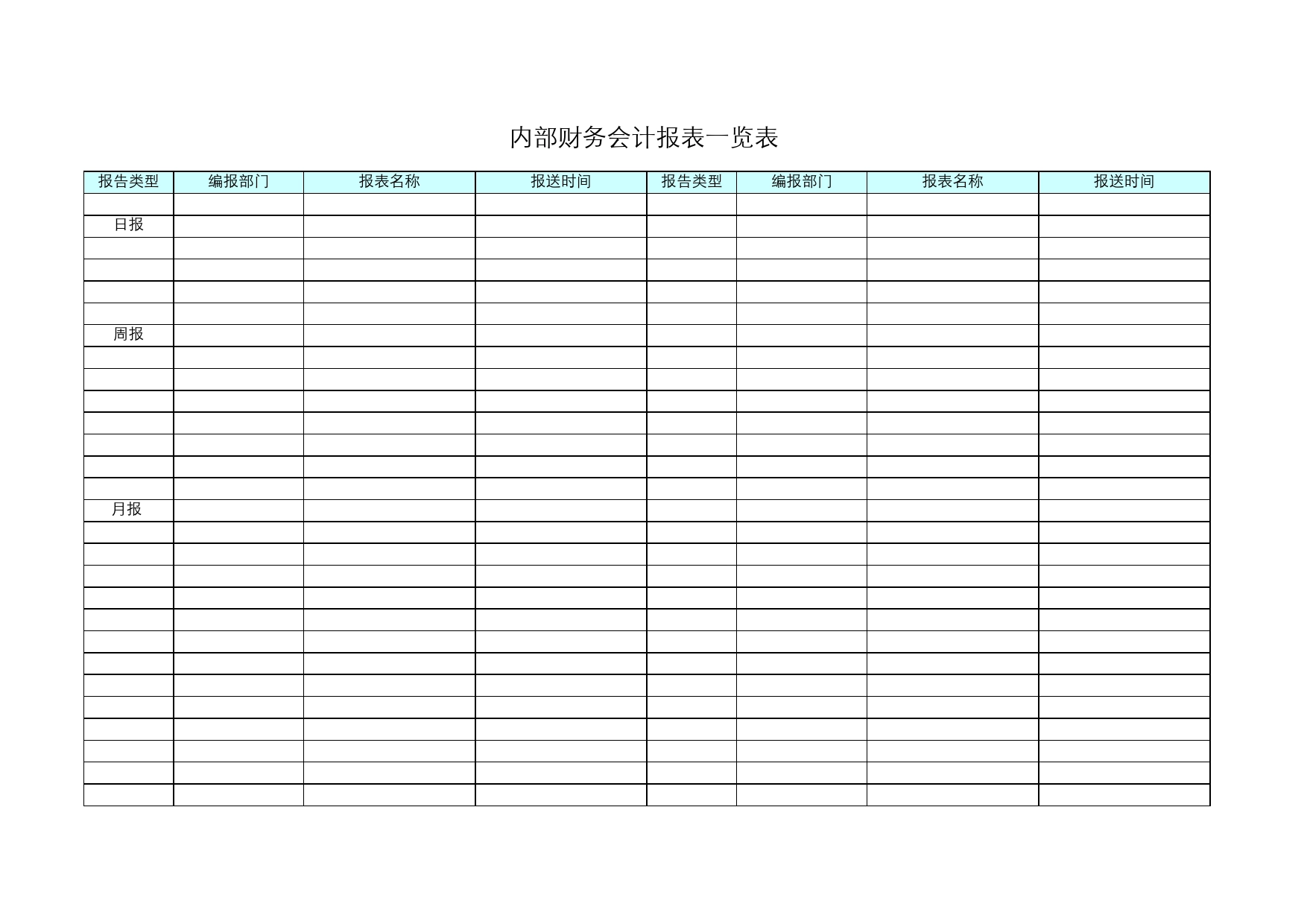 内部财务会计报表一览表Excel表格模板_第1页