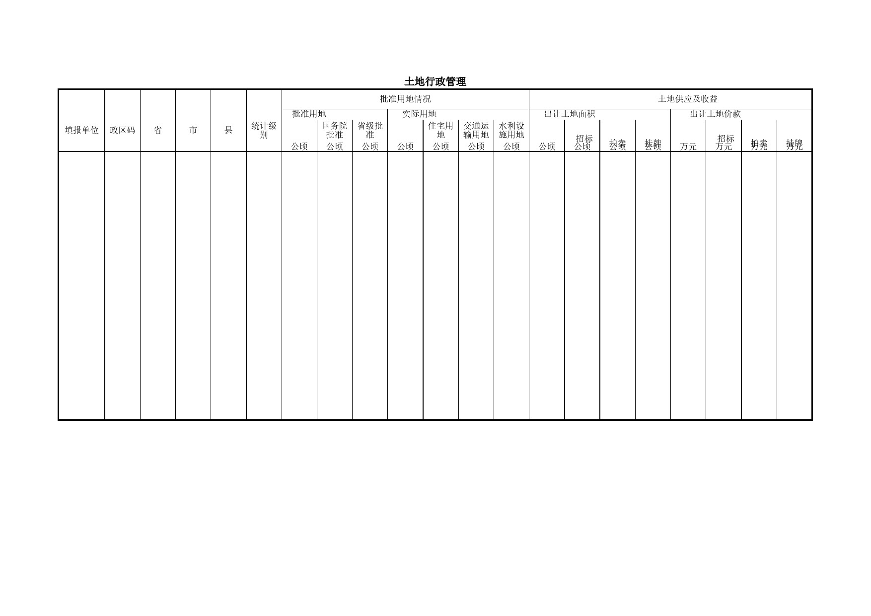 土地行政管理Excel表格模板_第1页