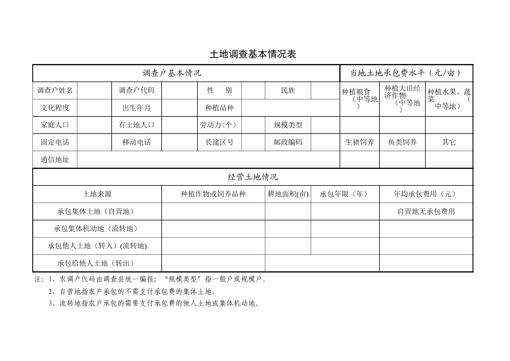 土地调查基本情况表Excel表格模板_第1页