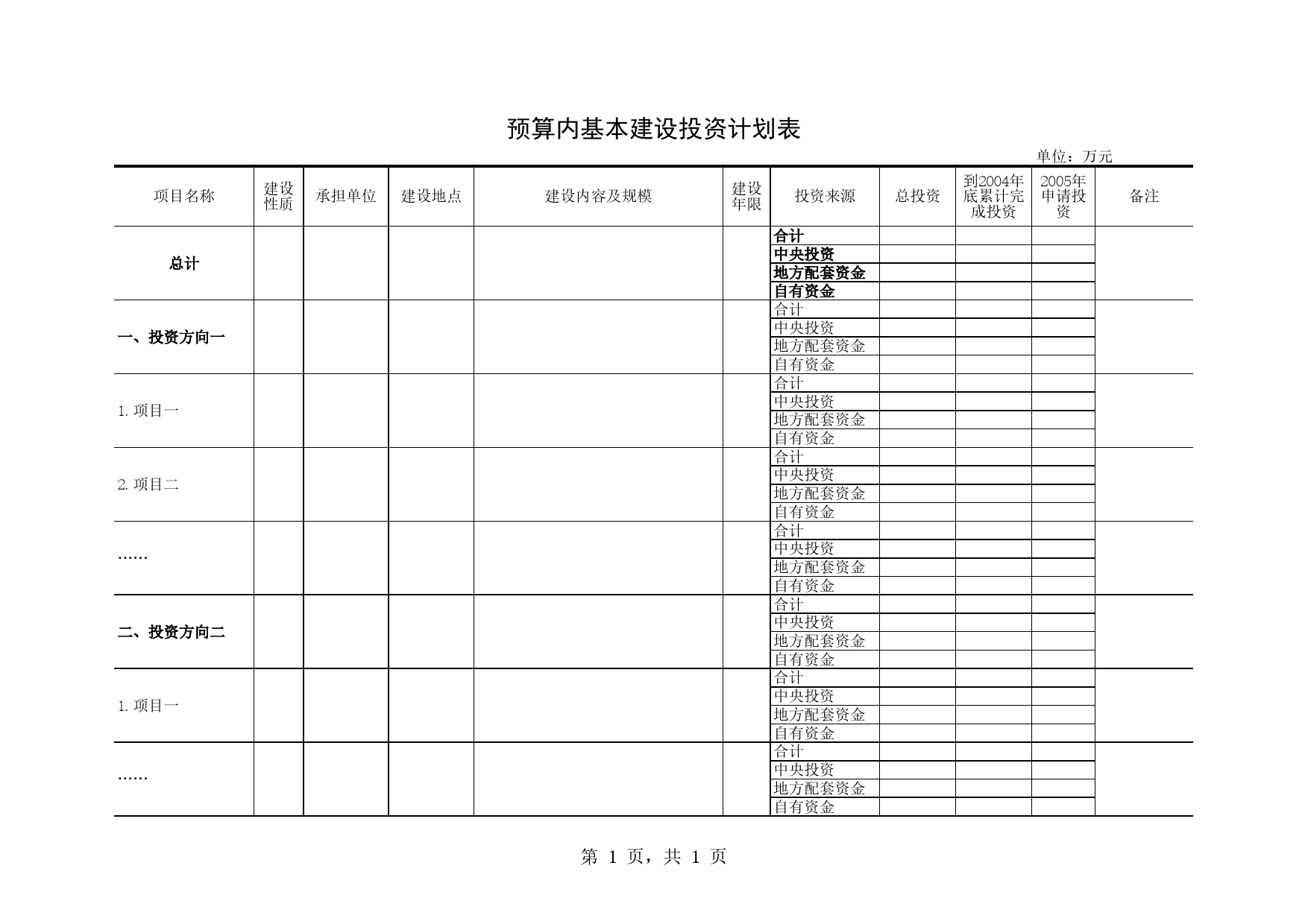 基建预算Excel表格模板_第1页