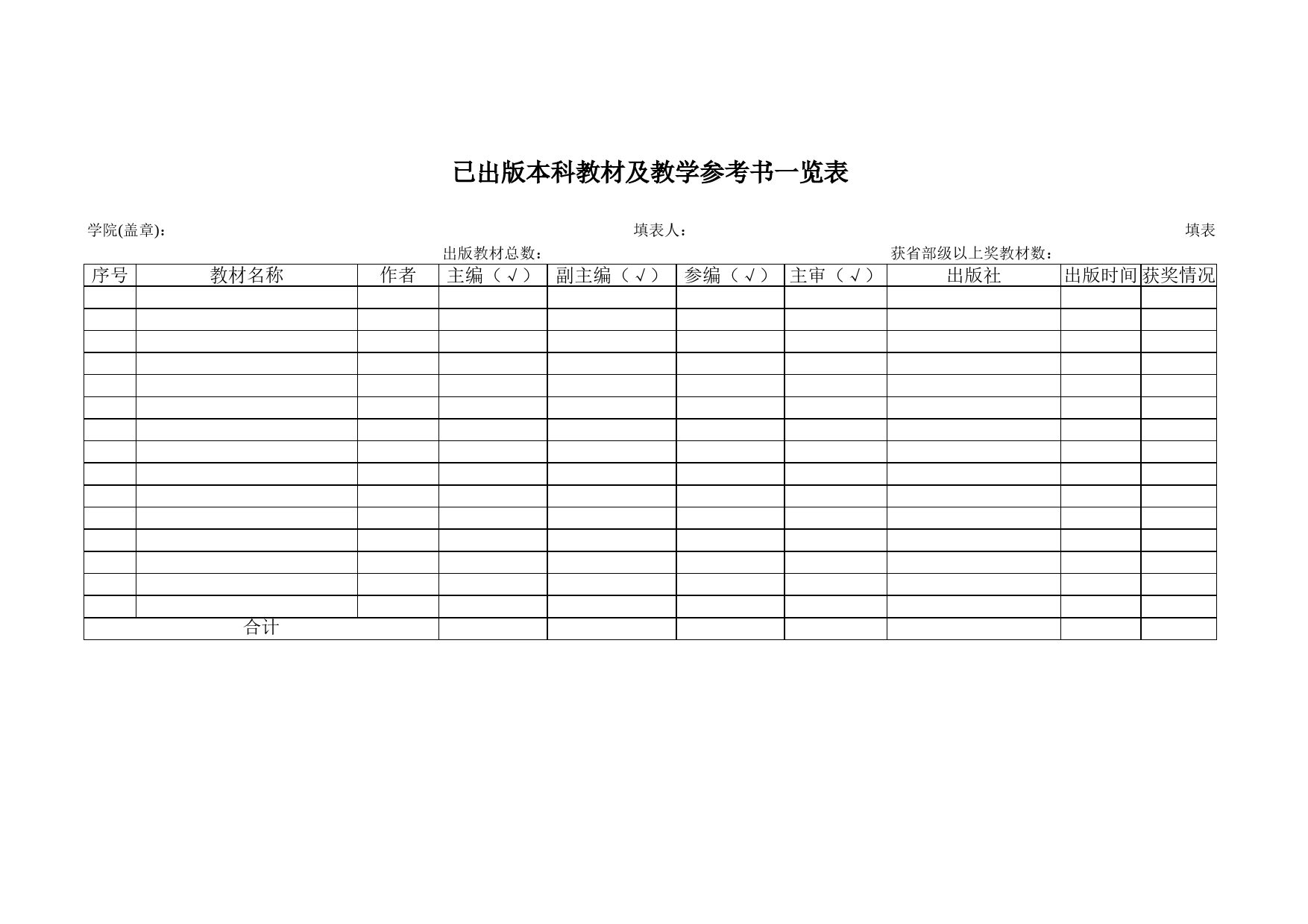 已出版本科教材及教学参考书一览表Excel表格模板_第1页