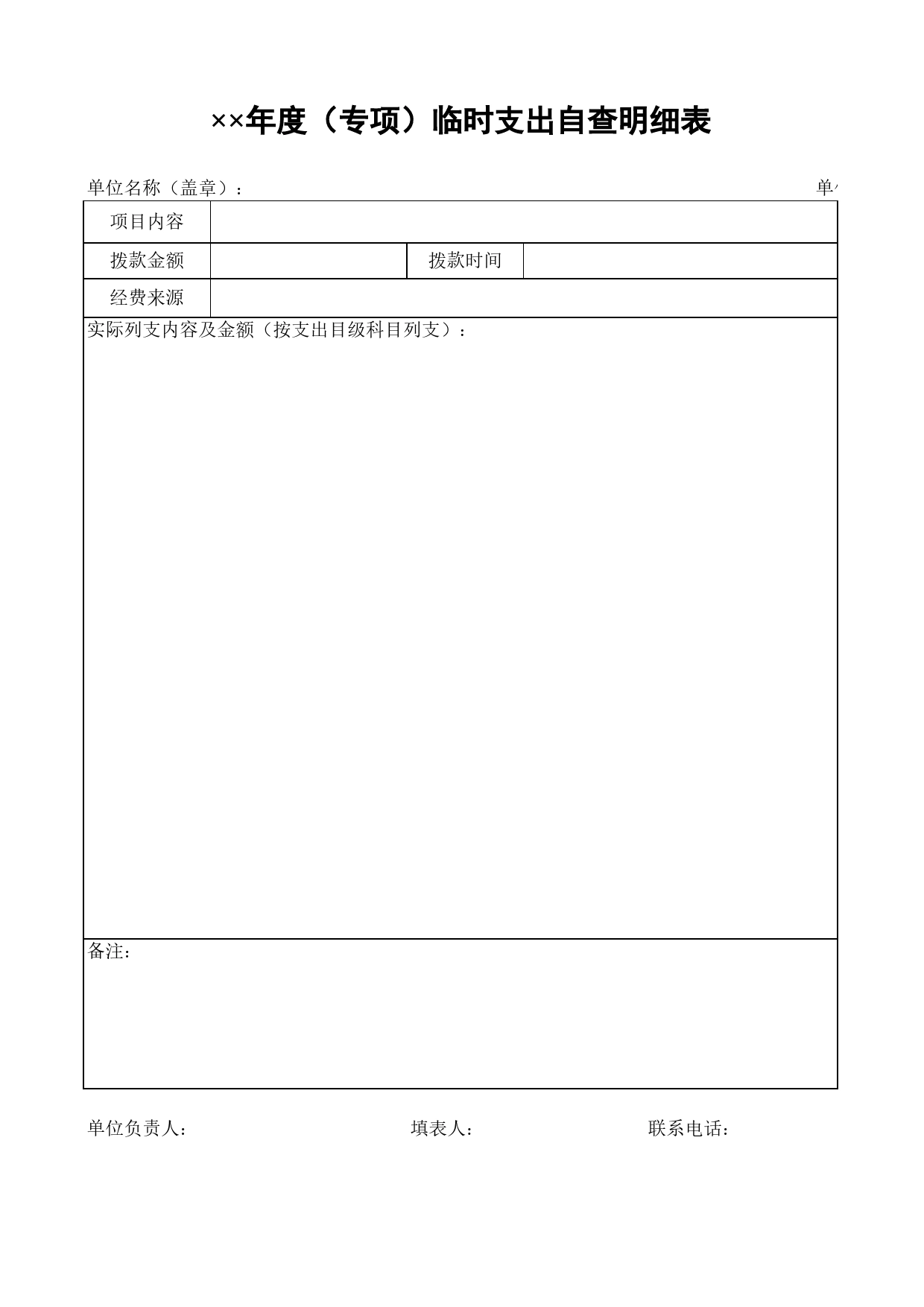 年度财务收支情况自查表Excel表格模板_第2页