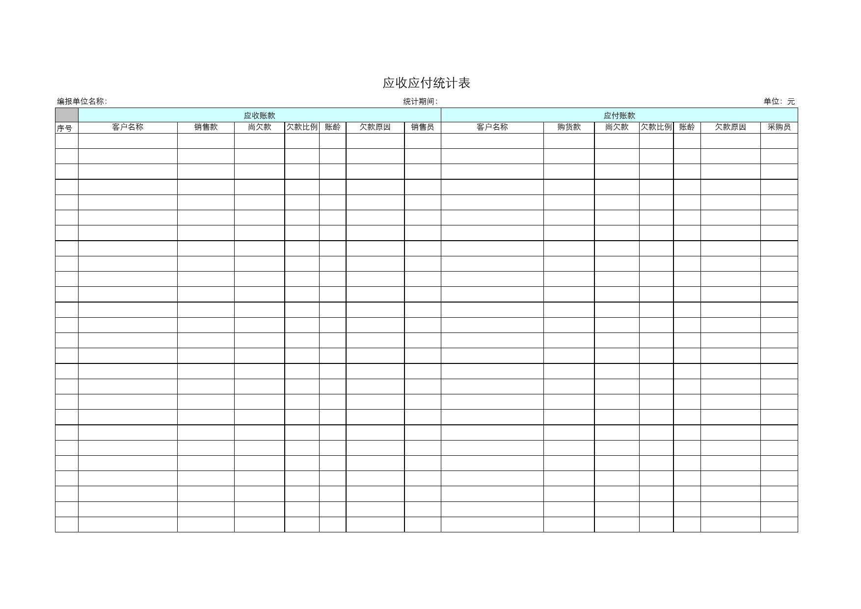 应收应付统计表Excel表格模板_第1页