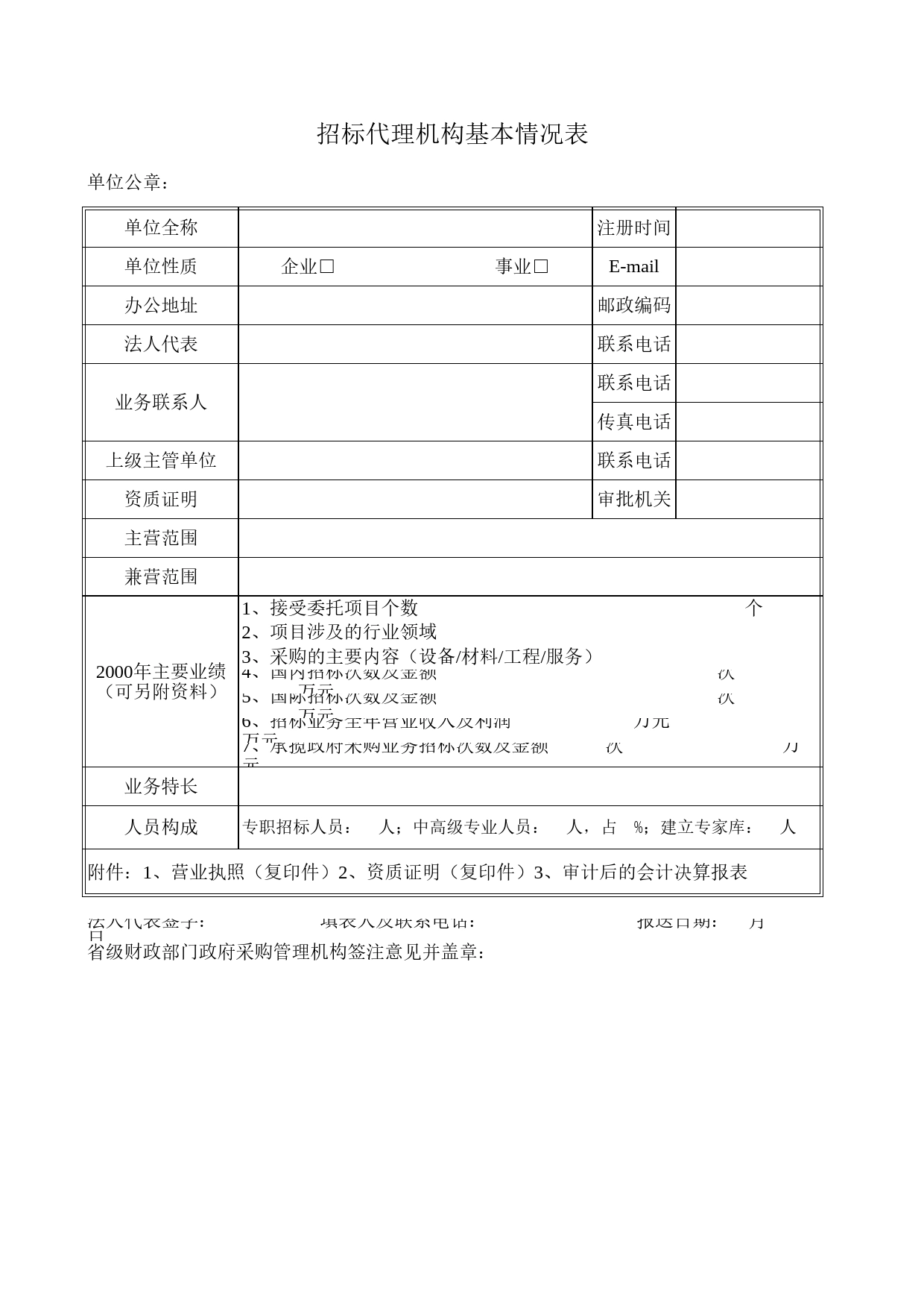 招标代理机构基本情况表Excel表格模板_第1页