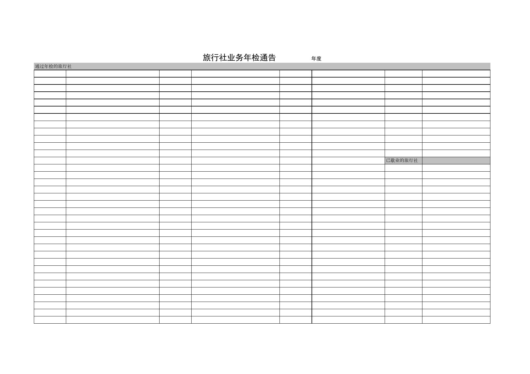 旅行社业务年检通告Excel表格模板_第1页