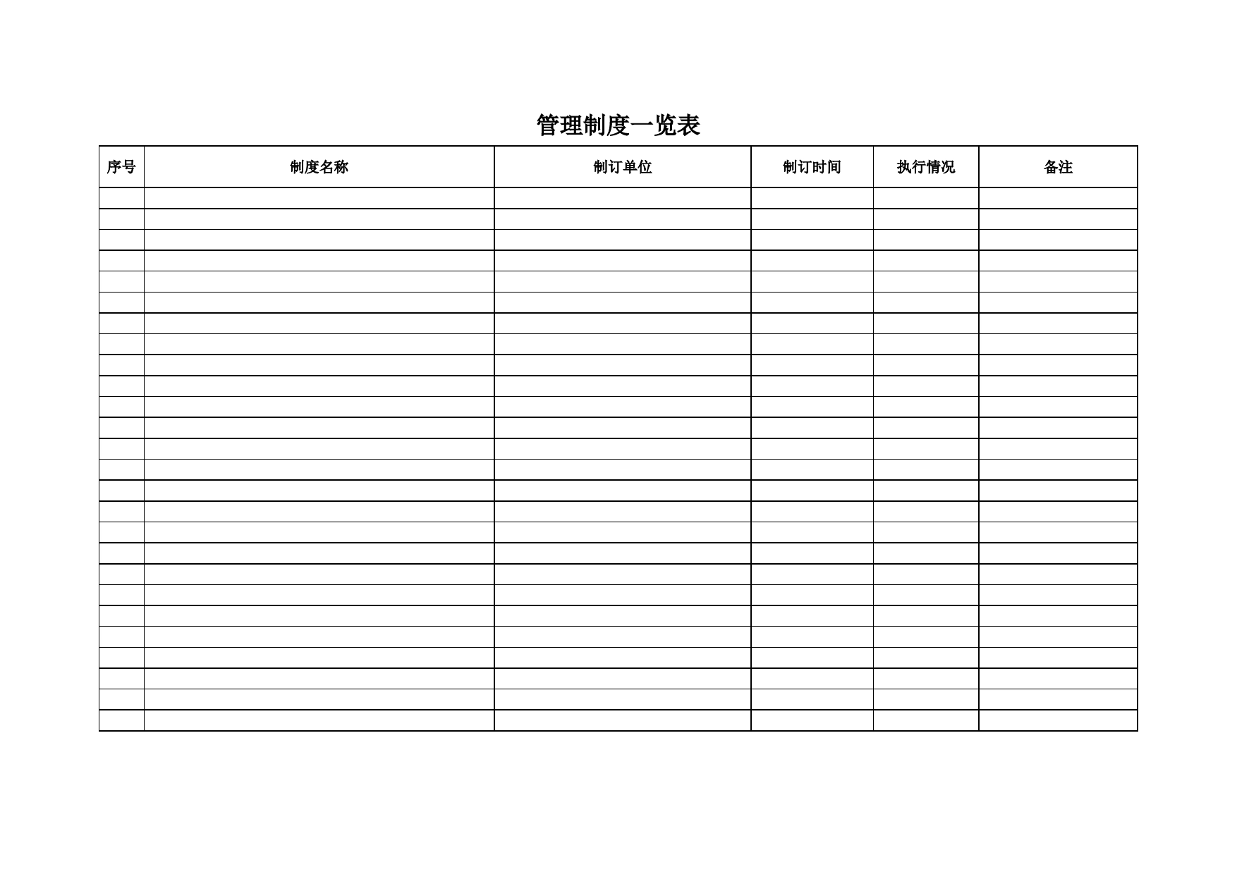 管理制度一览表Excel表格模板_第1页
