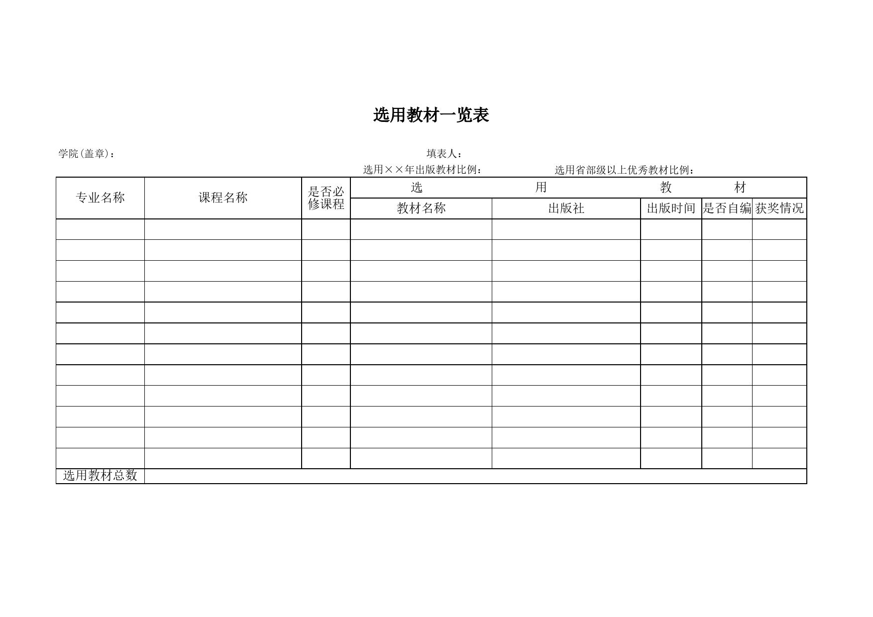 近三年选用教材情况一览表Excel表格模板_第1页