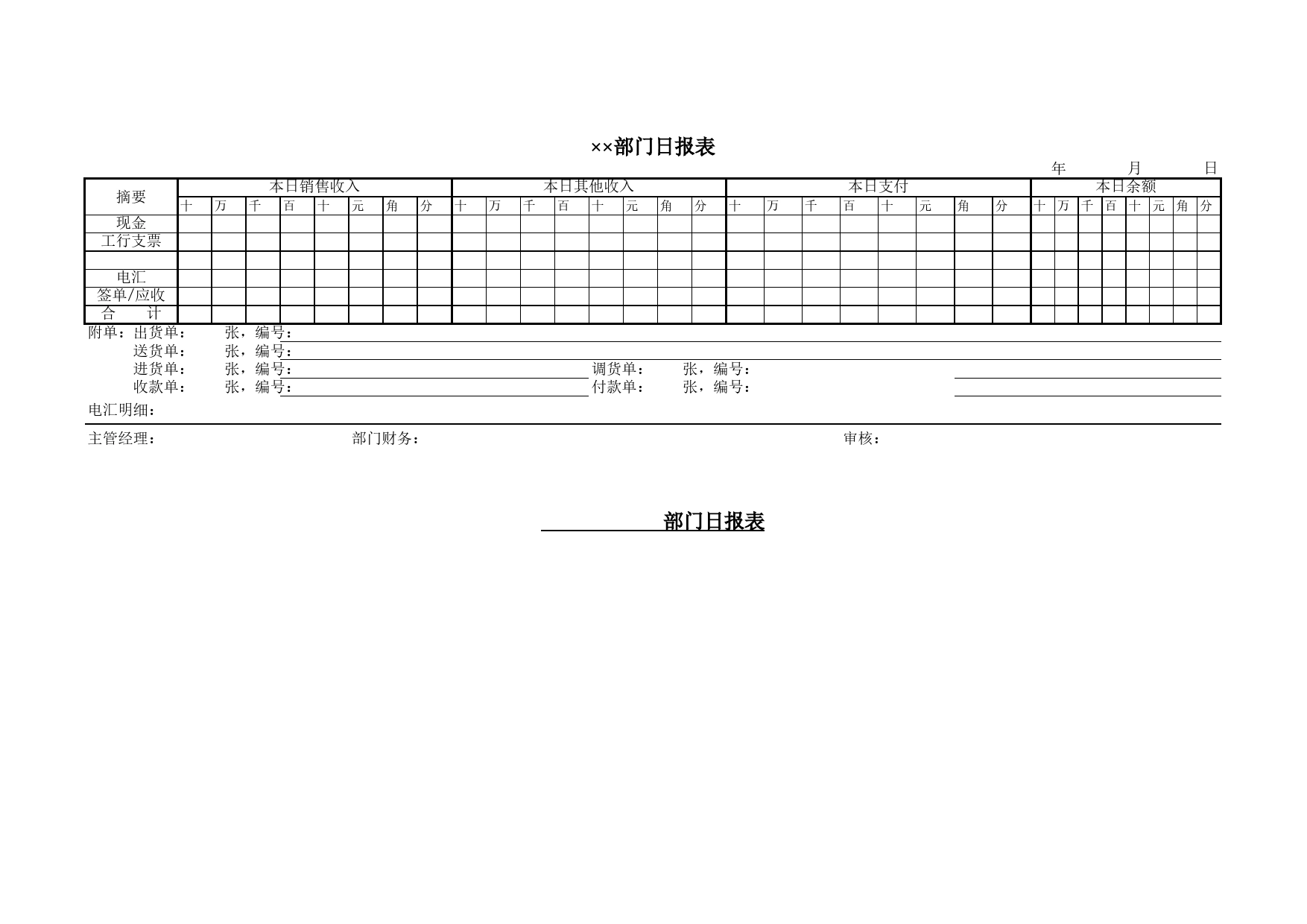 部门日报表Excel表格模板_第1页