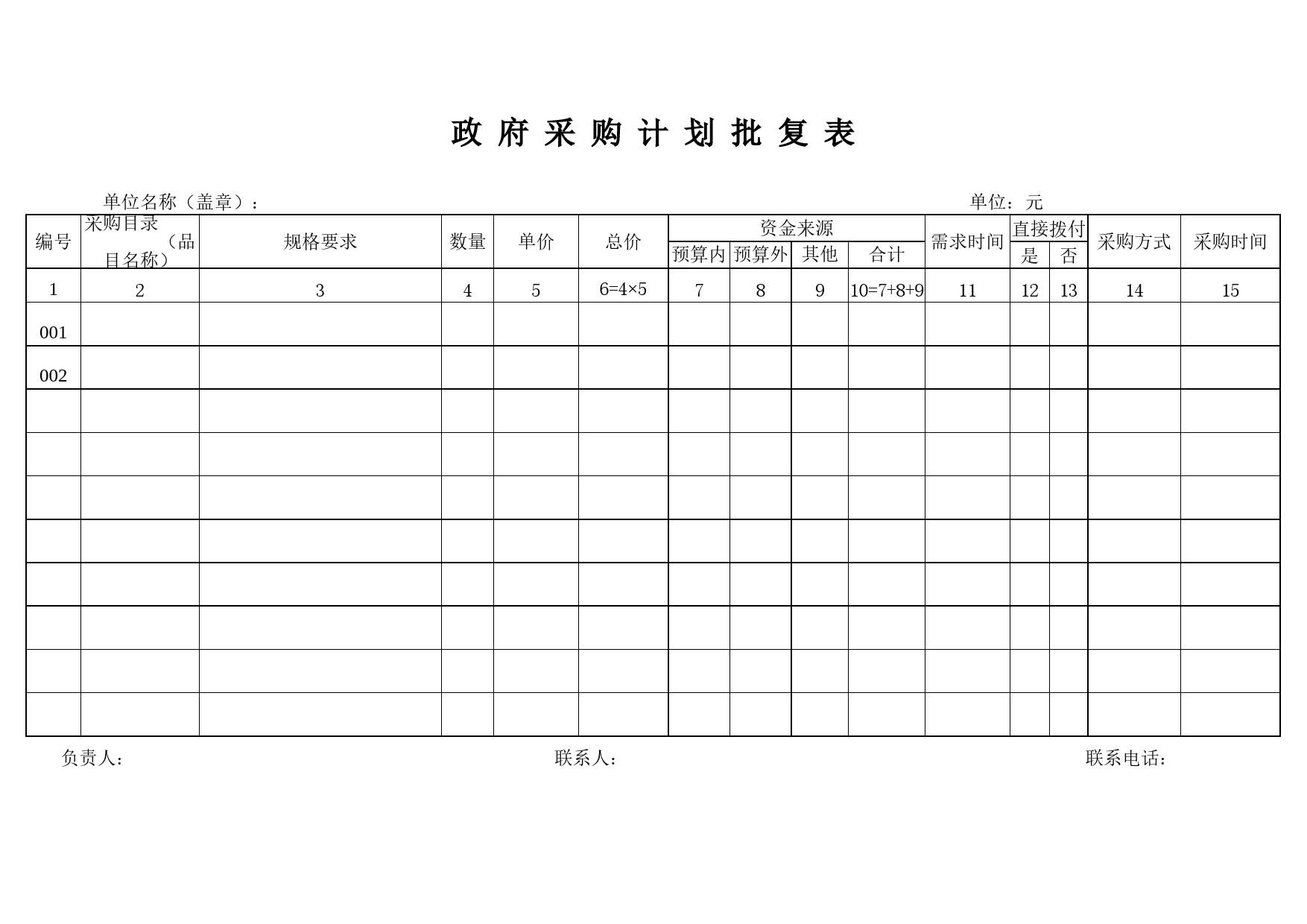 采购Excel表格模板_第1页