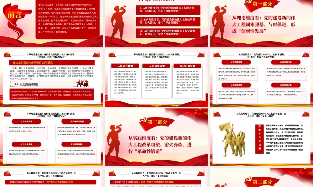 三个维度标注新时代党的建设历史性成就PPT模板（20221121）PPT课件模板