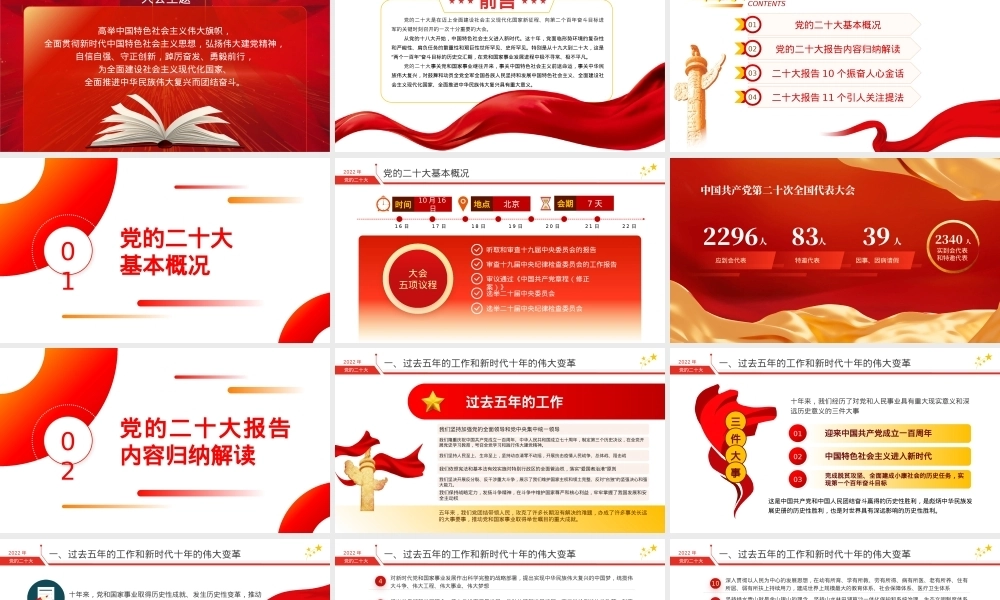 党的二十大报告学习解读（ppt）PPT课件模板