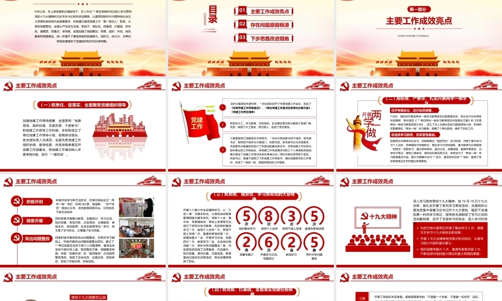 党组织书记抓党建工作述职报告PPTPPT课件模板