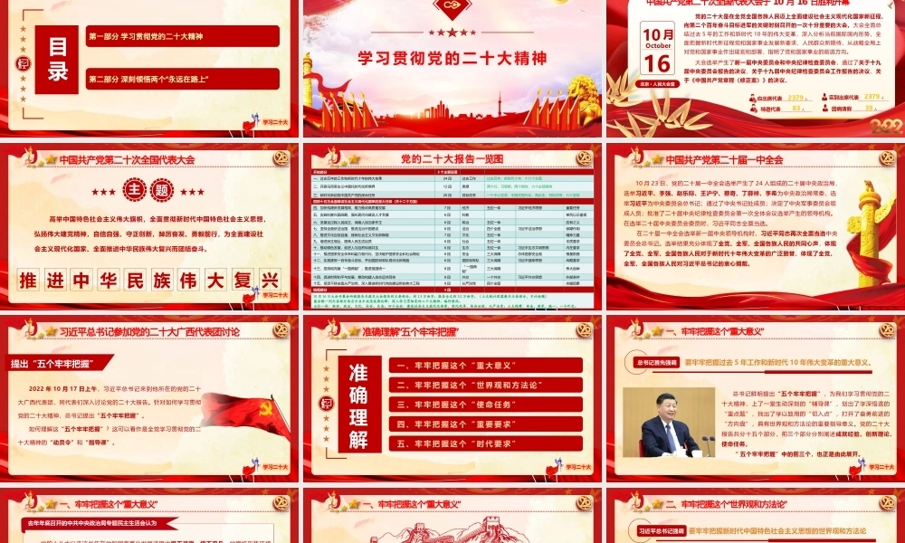 党课：学深悟透党的二十大精神 奋力走好新时代新征程pptPPT课件模板