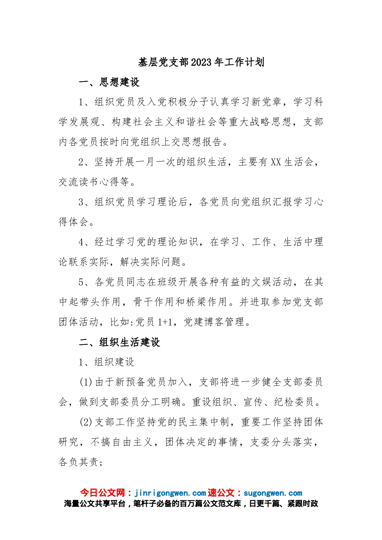 基层党支部2023年工作计划_第1页