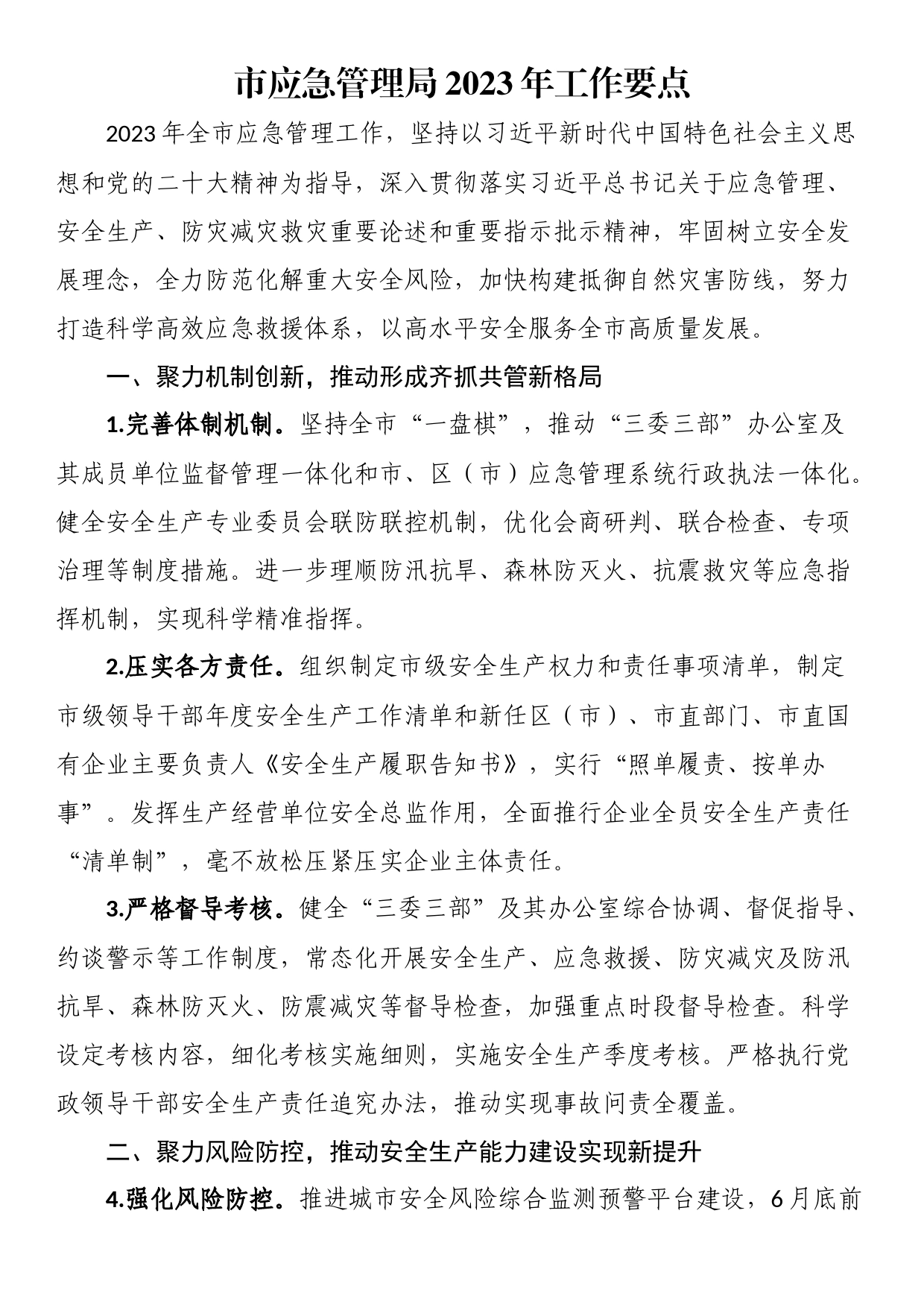市应急管理局2023年工作要点_第1页