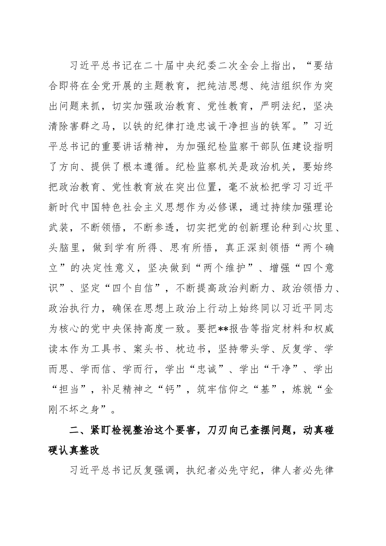 纪检监察干部队伍教育整顿的研讨发言稿_第2页