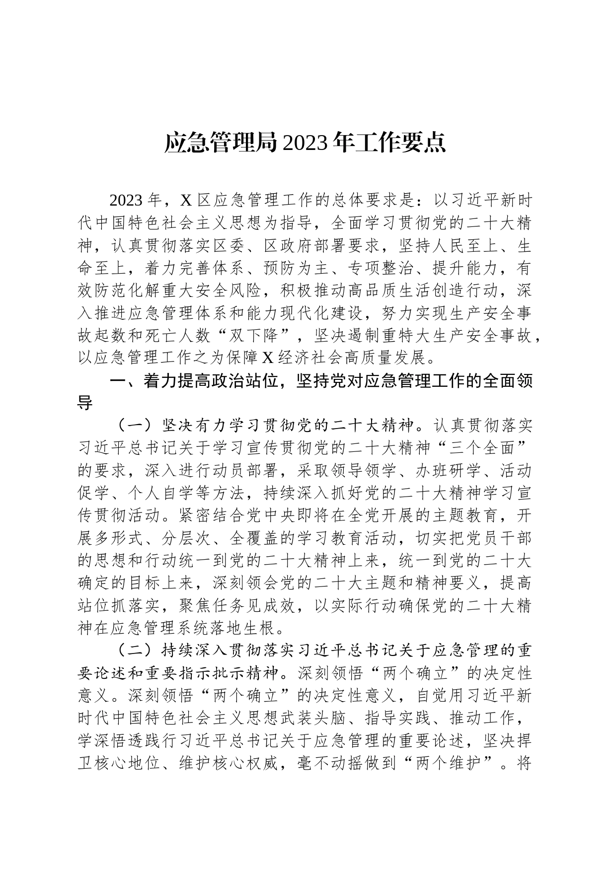 应急管理局2023年工作要点_第1页