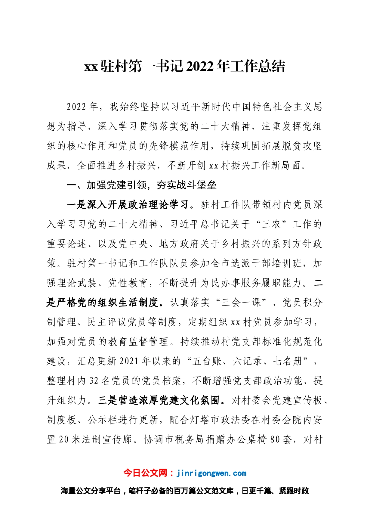 驻村第一书记2022年工作总结_第1页