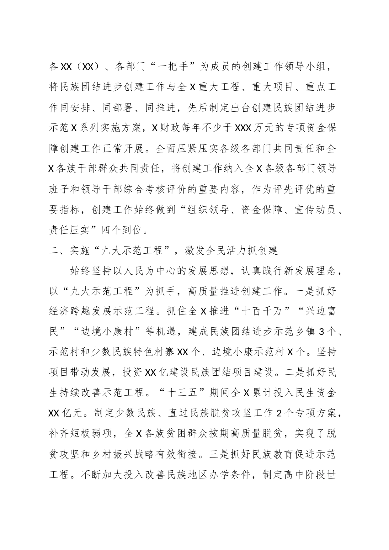 (5篇)关于创建全国民族团结进步示范座谈会上的讲话汇编_第2页