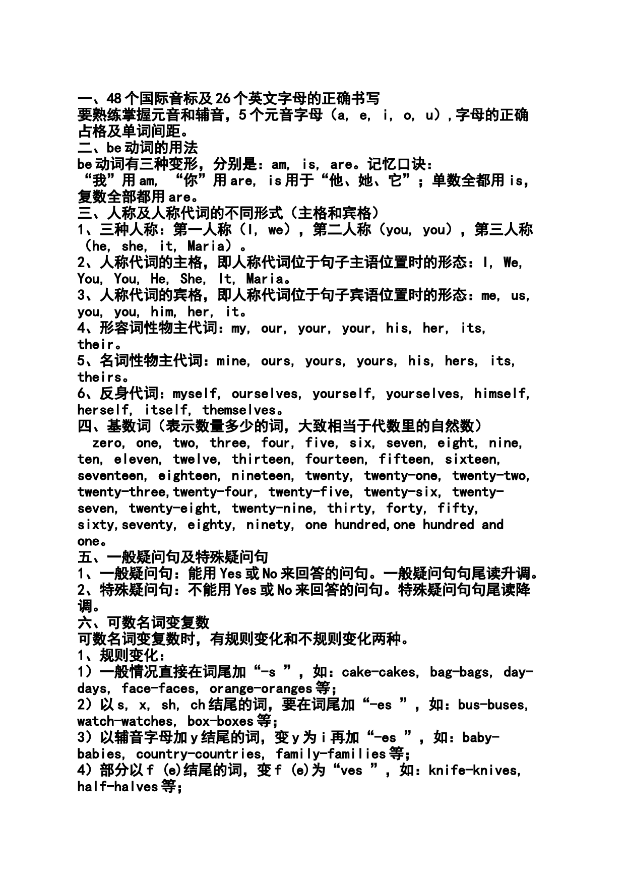 初一英语上册知识点归纳总结_第1页