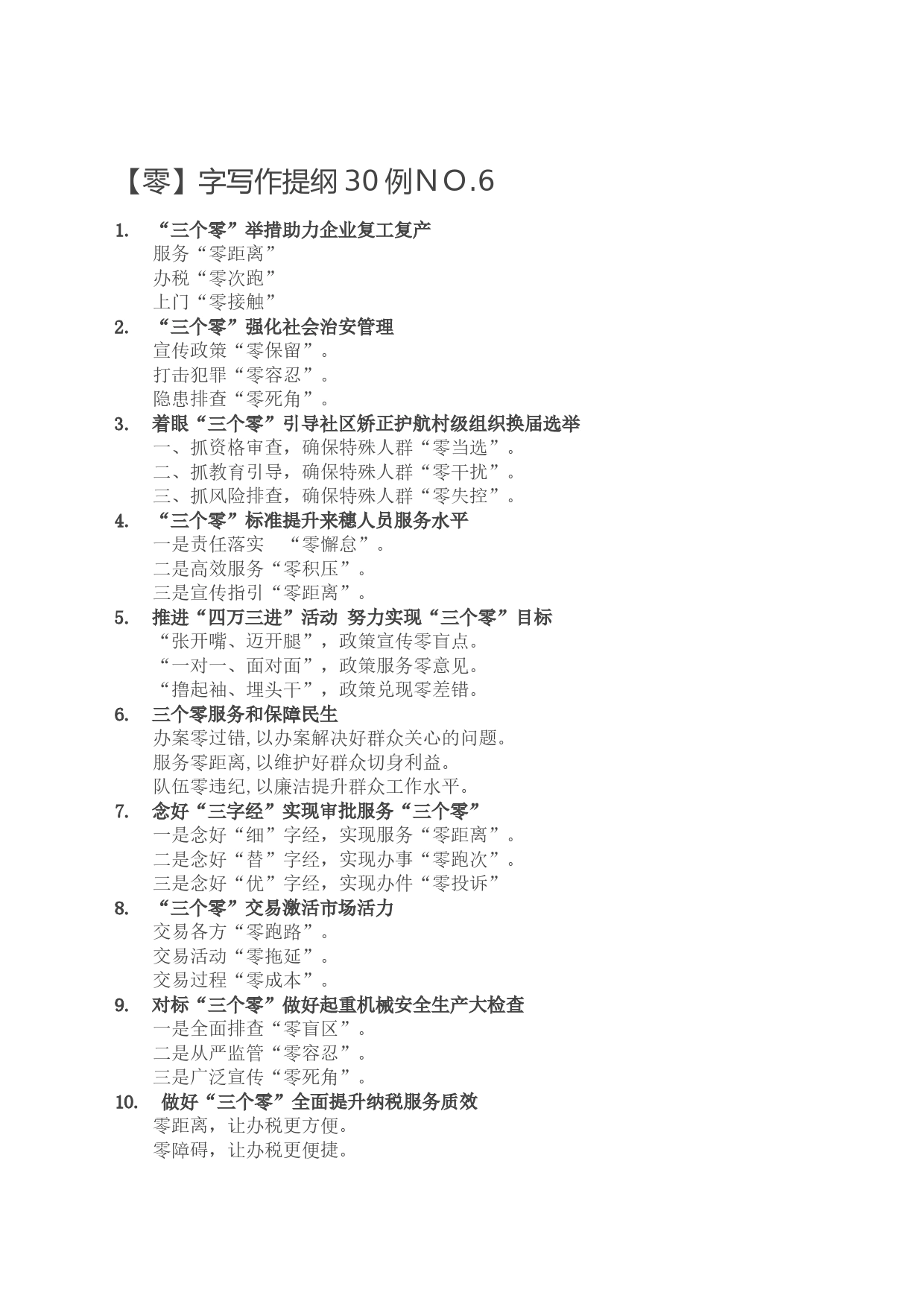 20220101【写作素材】【零】字写作提纲30例_第1页