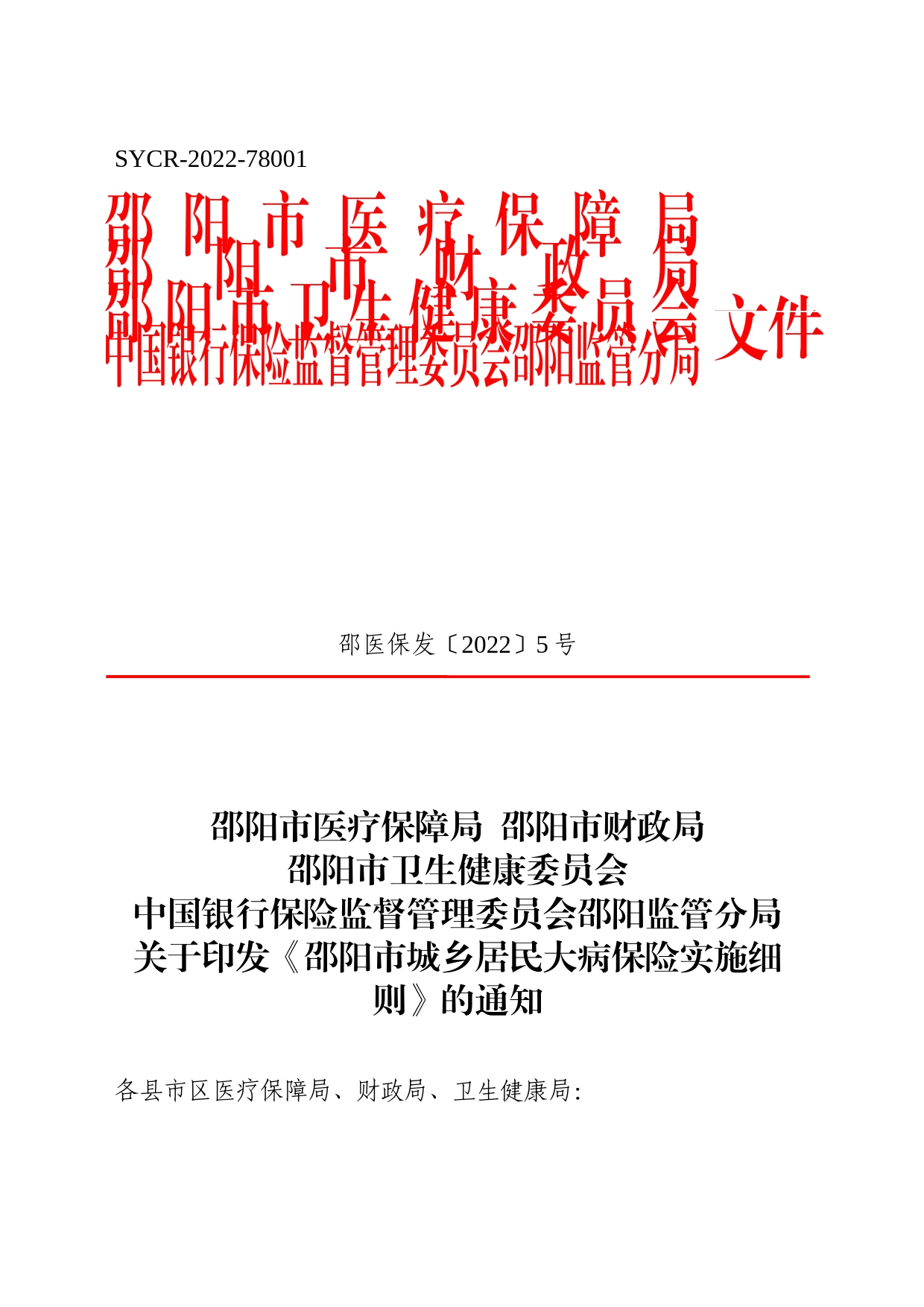 关于印发《邵阳市城乡居民大病保险实施细则》的通知_第1页