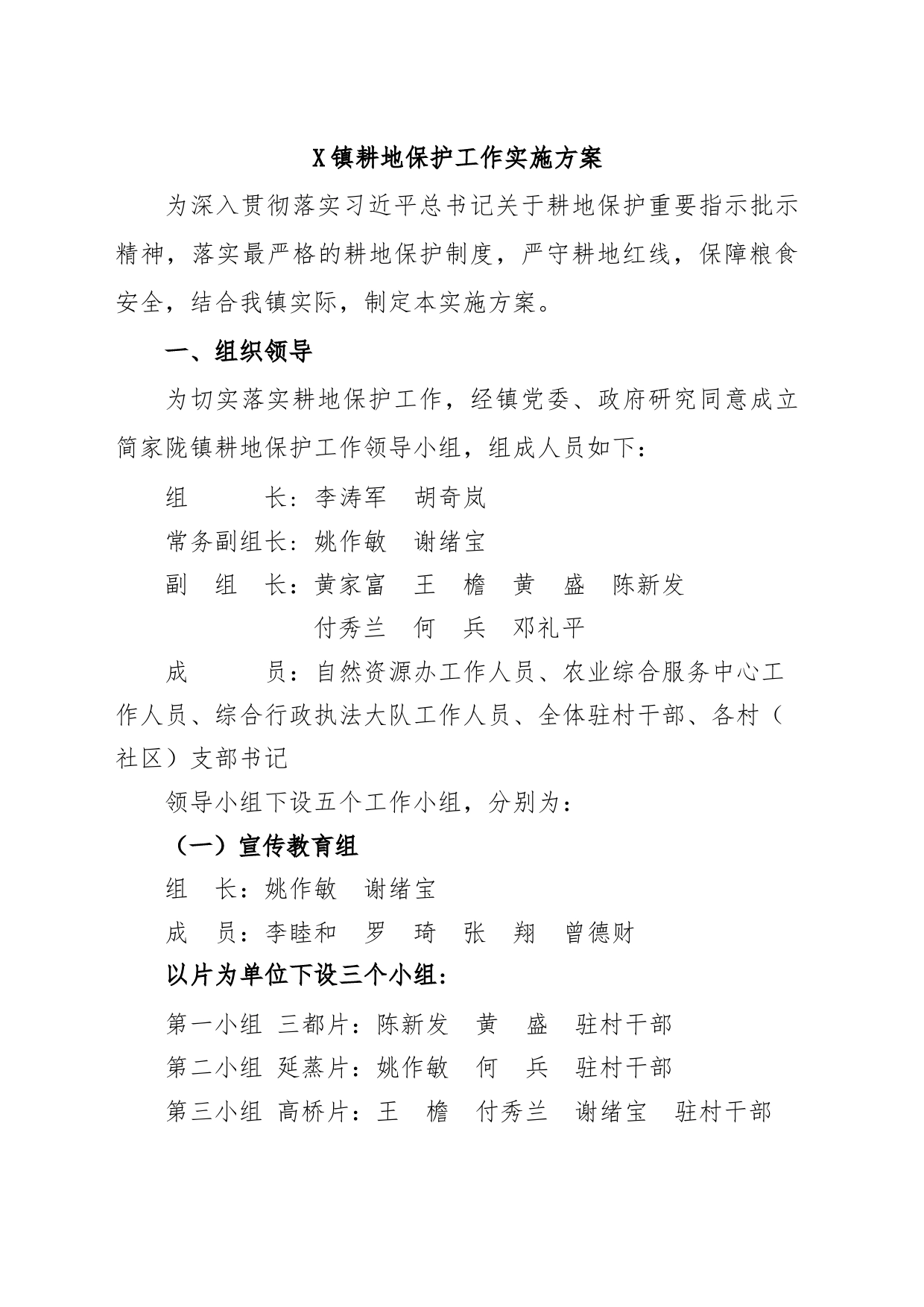 耕地保护工作实施方案_第1页
