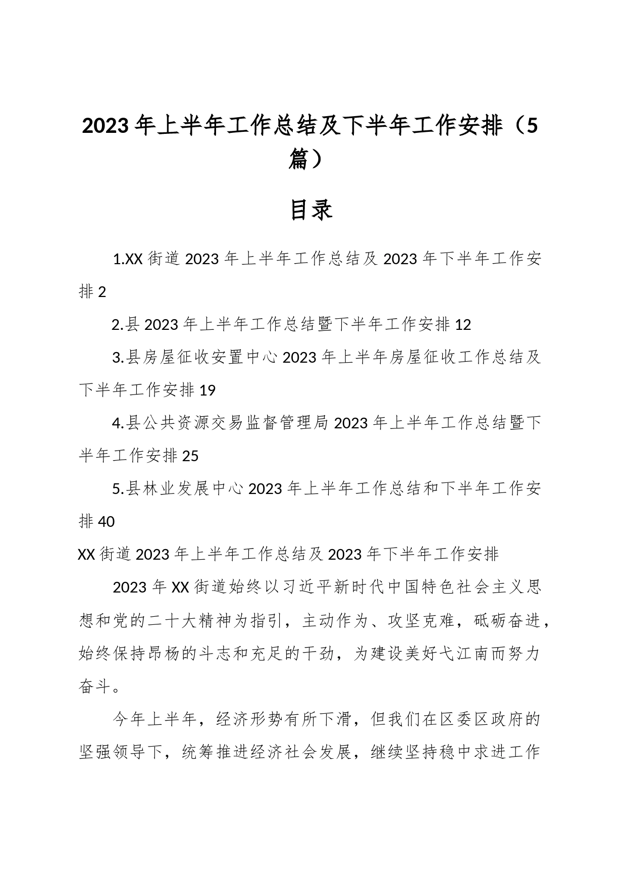 （5篇）2023年上半年工作总结及下半年工作安排_第1页