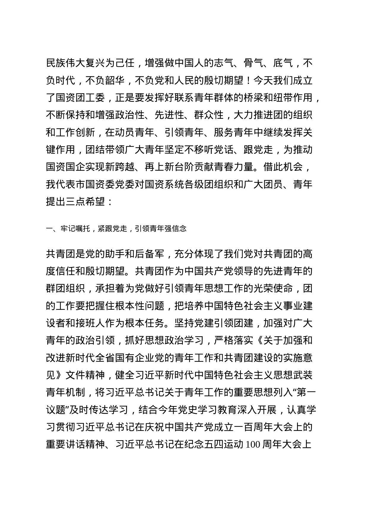 在共青团肇庆市国资系统工作委员会成立大会上的讲话_第2页