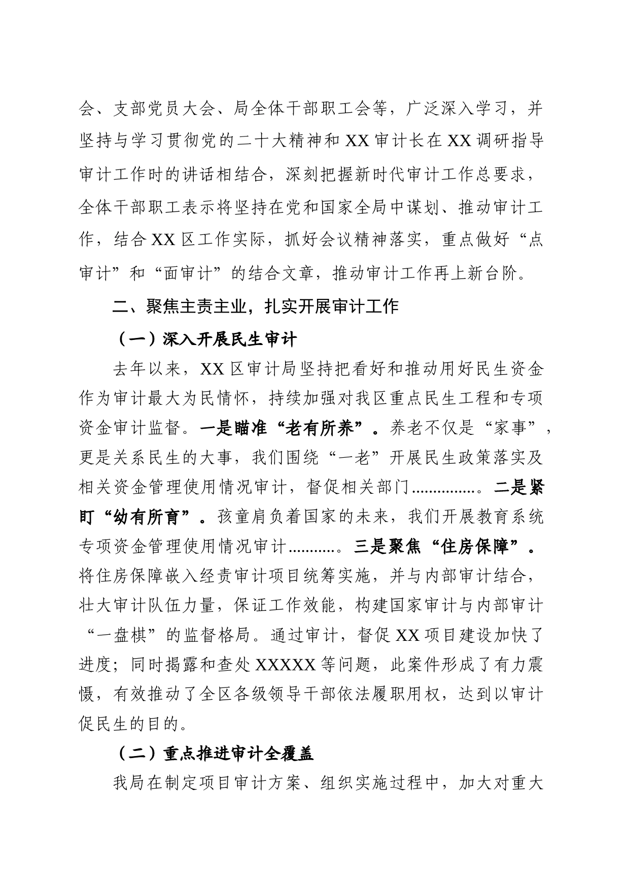 XX审计局在上级领导调研座谈会上的汇报稿_第2页