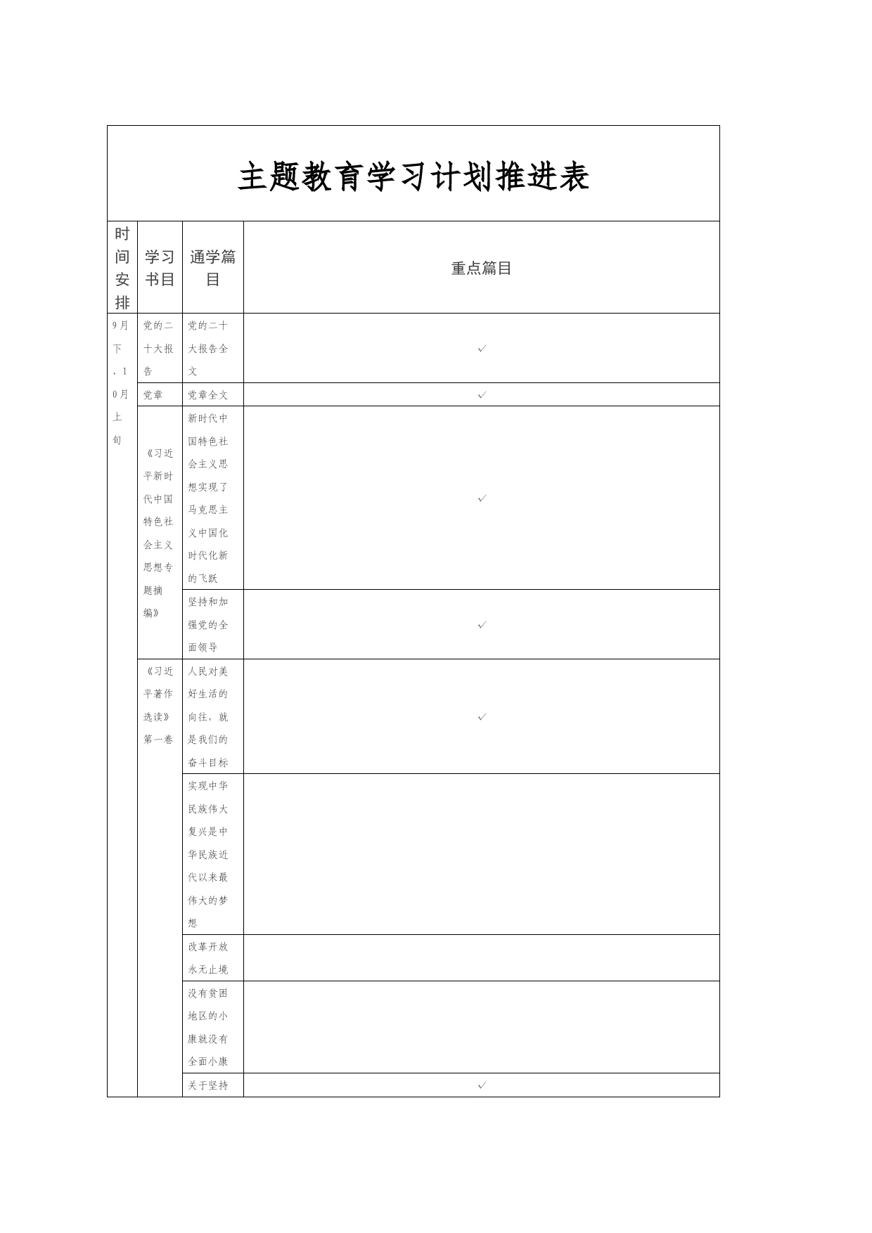 2023主题教育学习计划推进表_第1页
