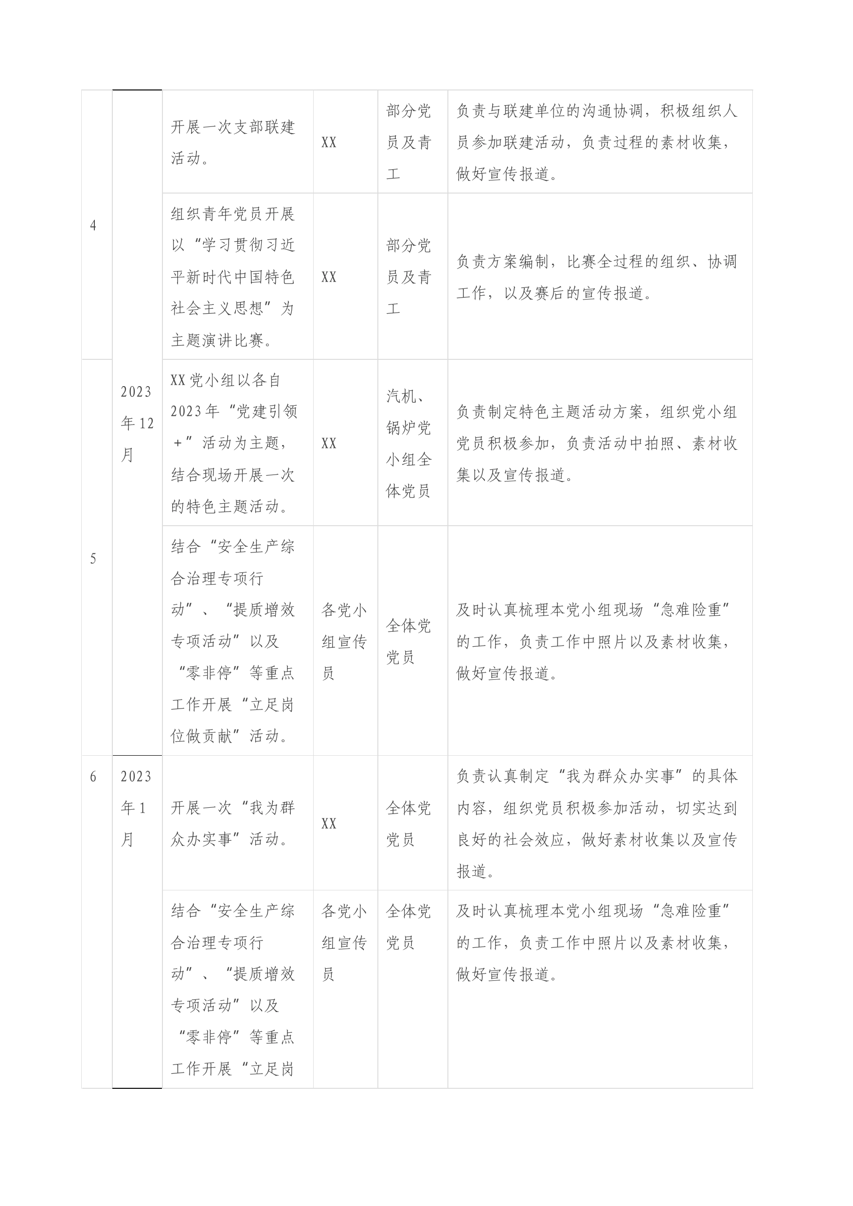XXX党支部学习贯彻2023年主题教育宣传责任清单_第2页