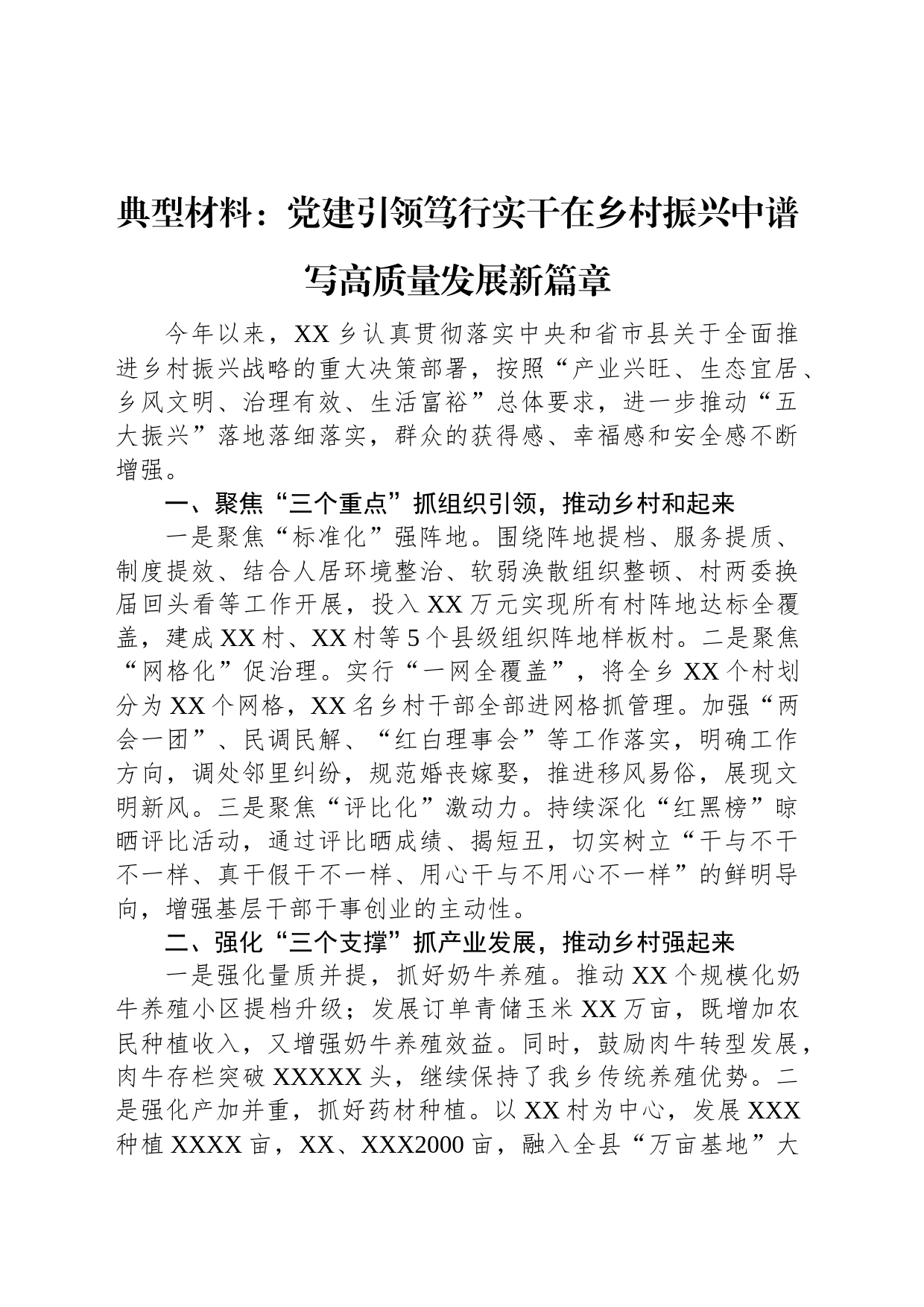 典型材料：党建引领笃行实干在乡村振兴中谱写高质量发展新篇章_第1页
