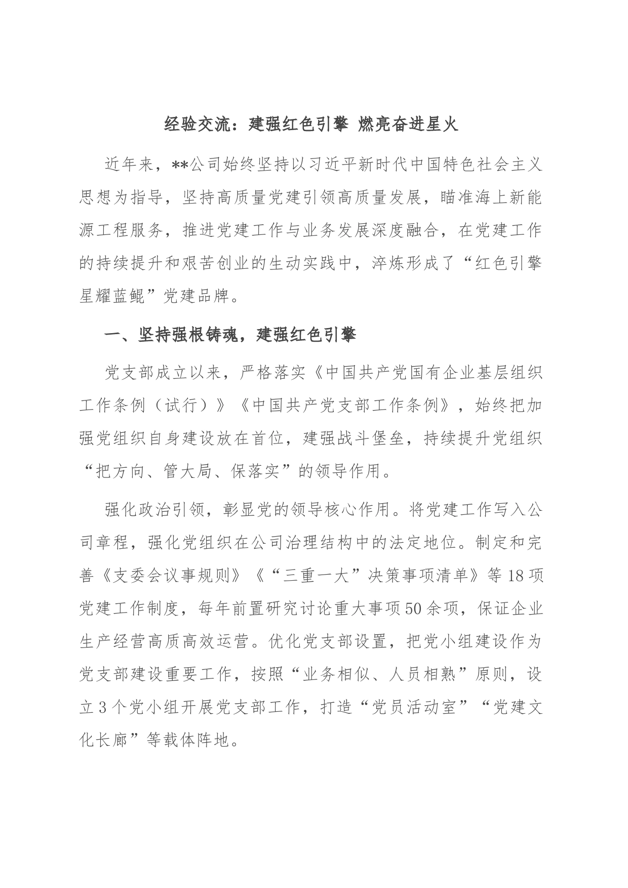 经验交流：建强红色引擎 燃亮奋进星火_第1页