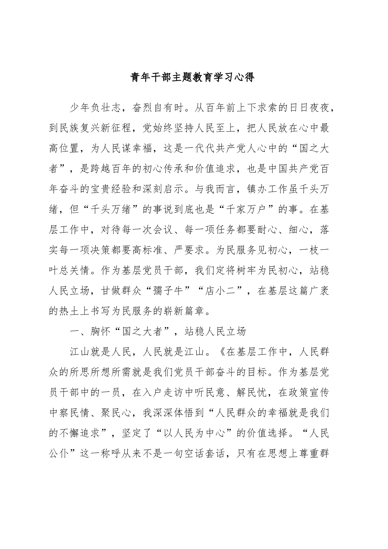 青年干部主题教育学习心得_第1页