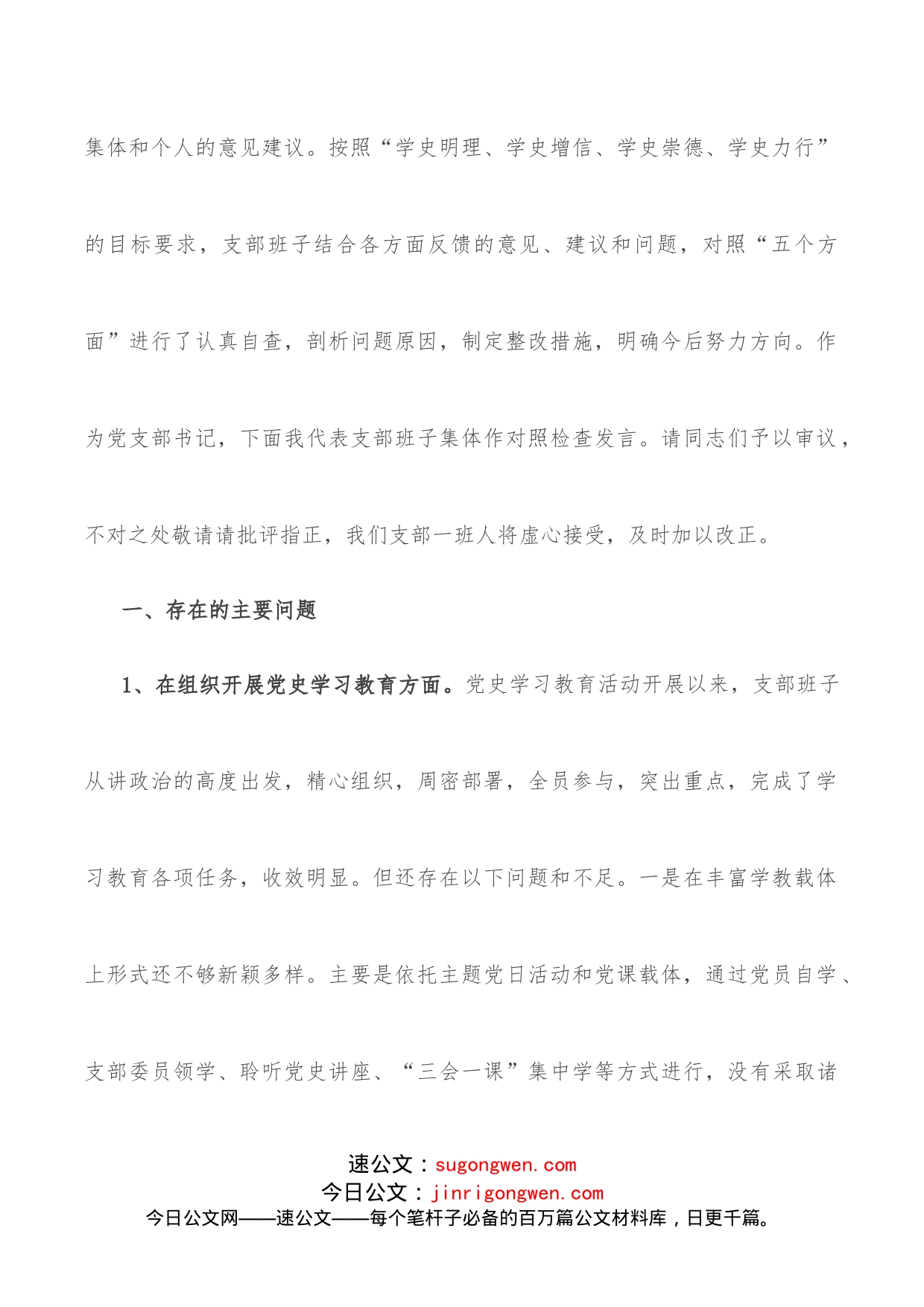 学习教育专题组织生活会领导班子对照检查材料（政法机关党支部）_第2页