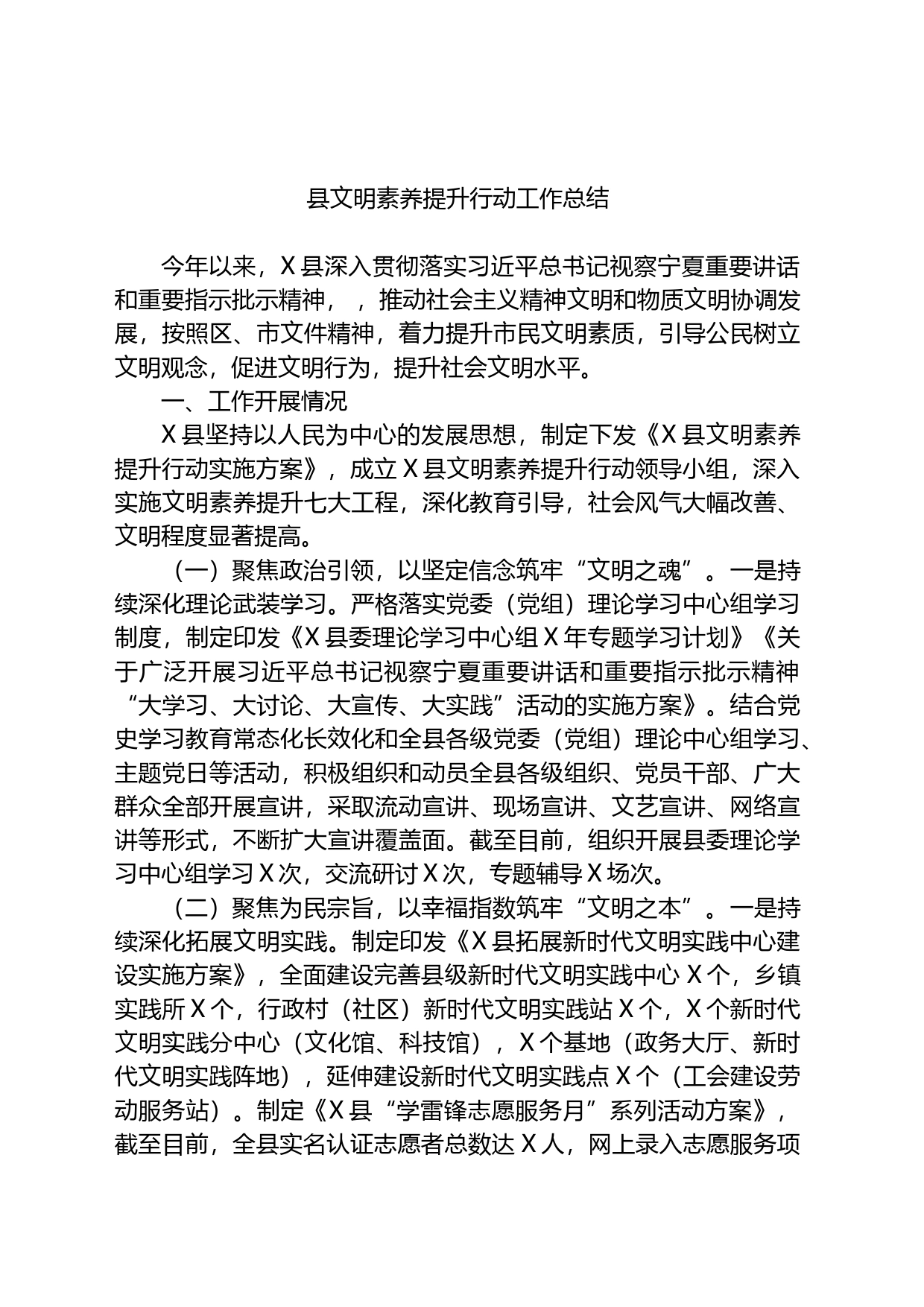 县文明素养提升行动工作总结_第1页
