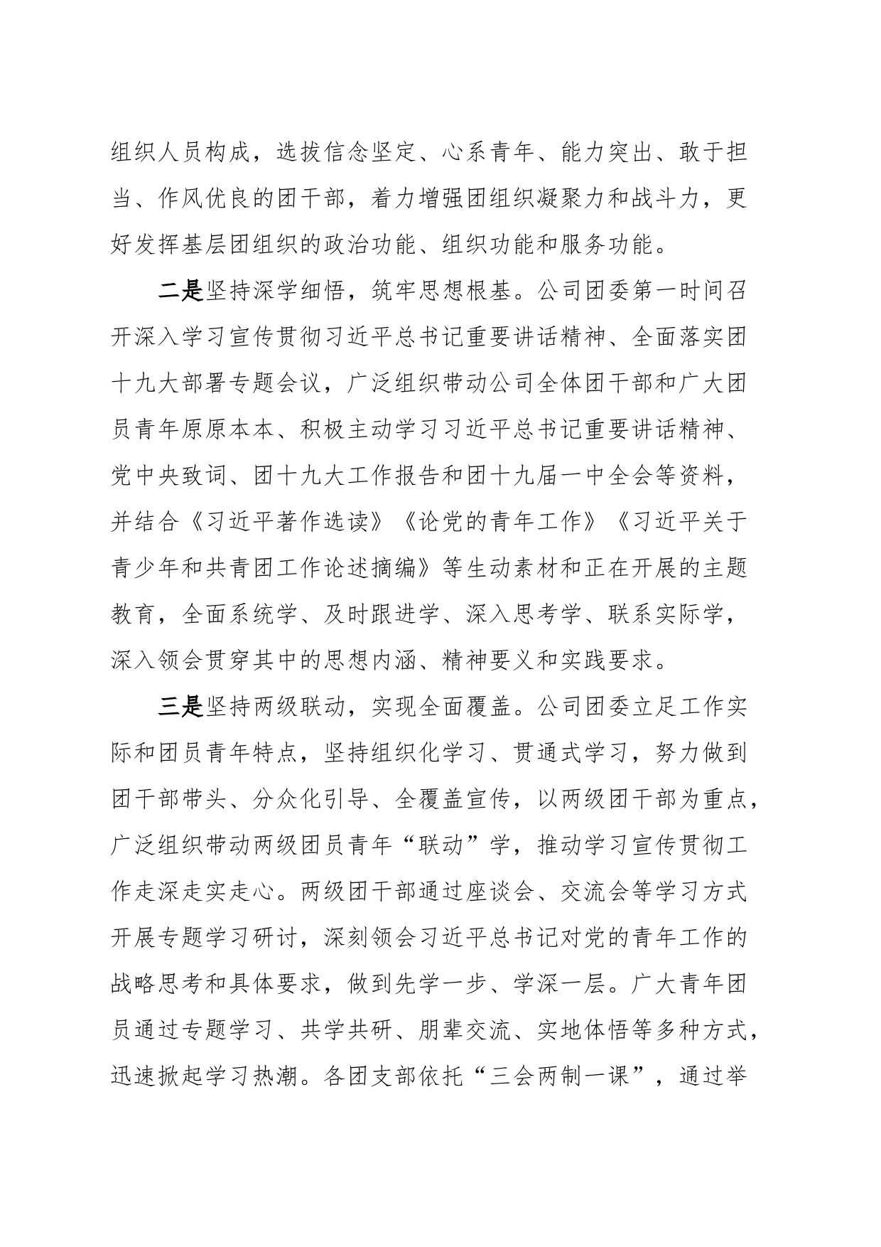 公司团委关于学习宣传贯彻习近平总书记重要讲话精神、全面落实团十九大部署的情况报告_第2页