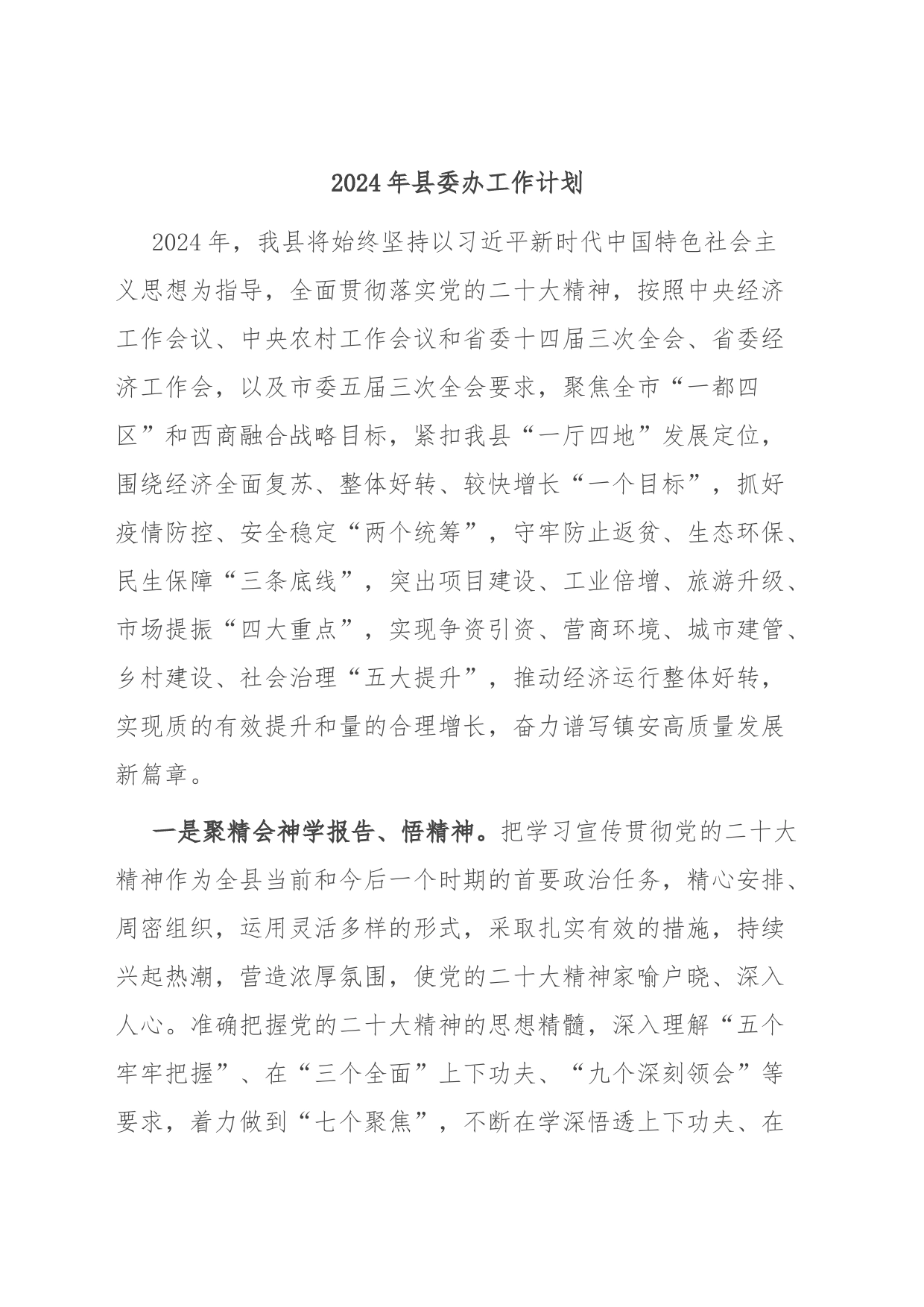 2024年县委办工作计划_第1页