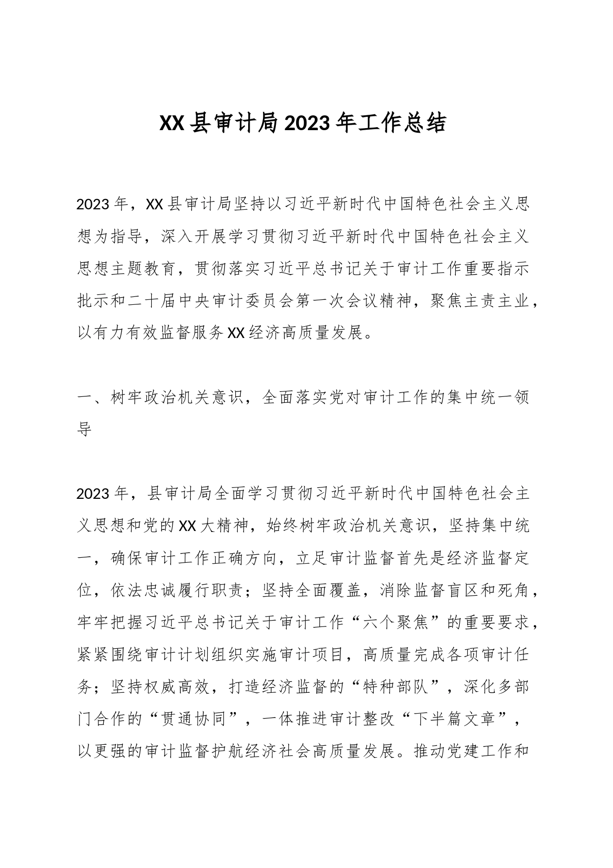 XX县审计局2023年工作总结_第1页
