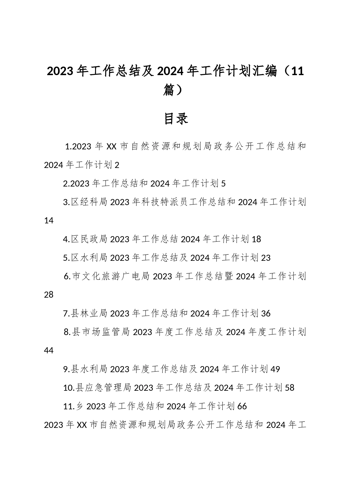 （11篇）2023年工作总结及2024年工作计划汇编_第1页