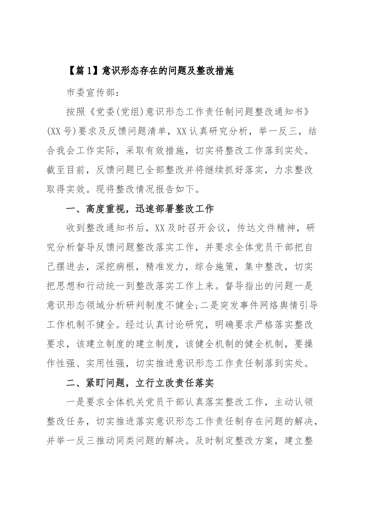 意识形态存在的问题及整改措施_第1页