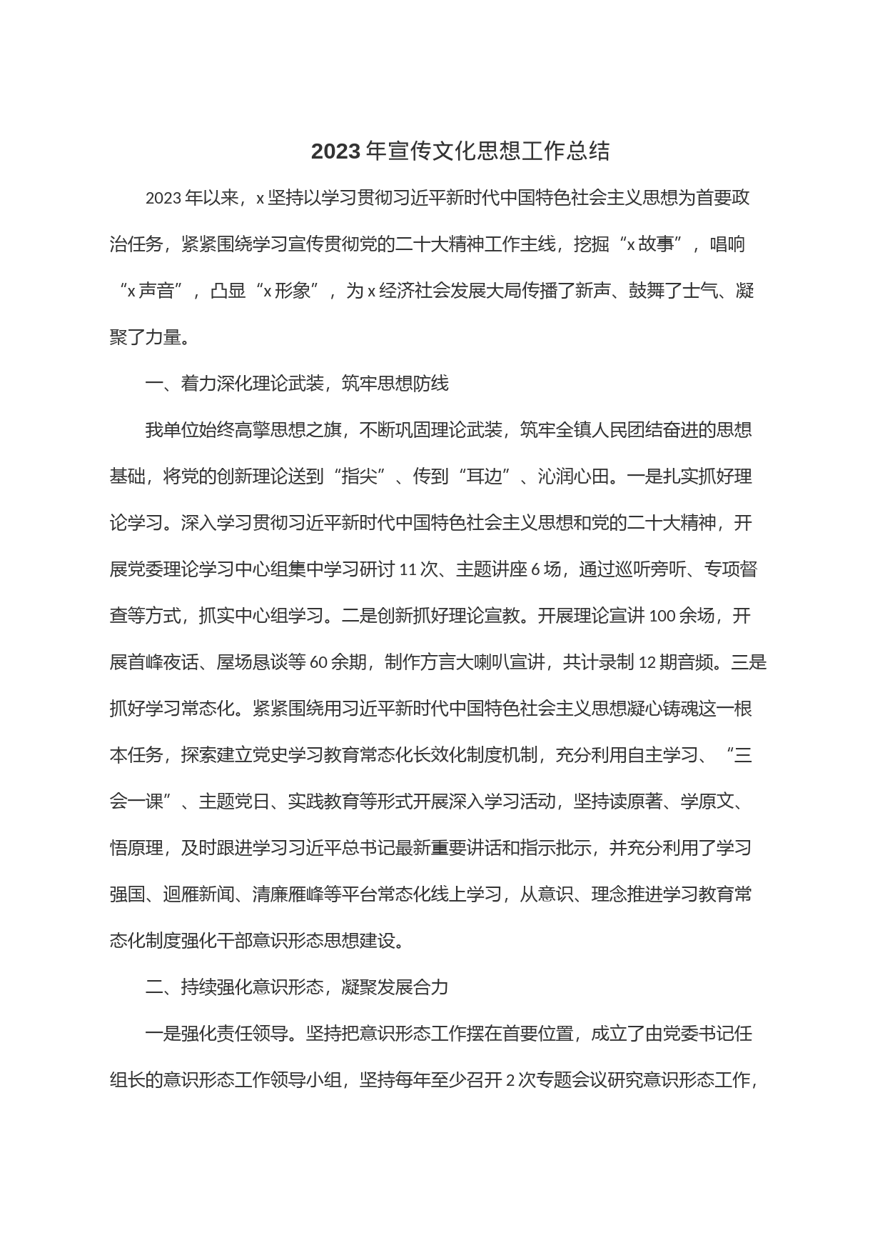 2023年宣传文化思想工作总结_第1页