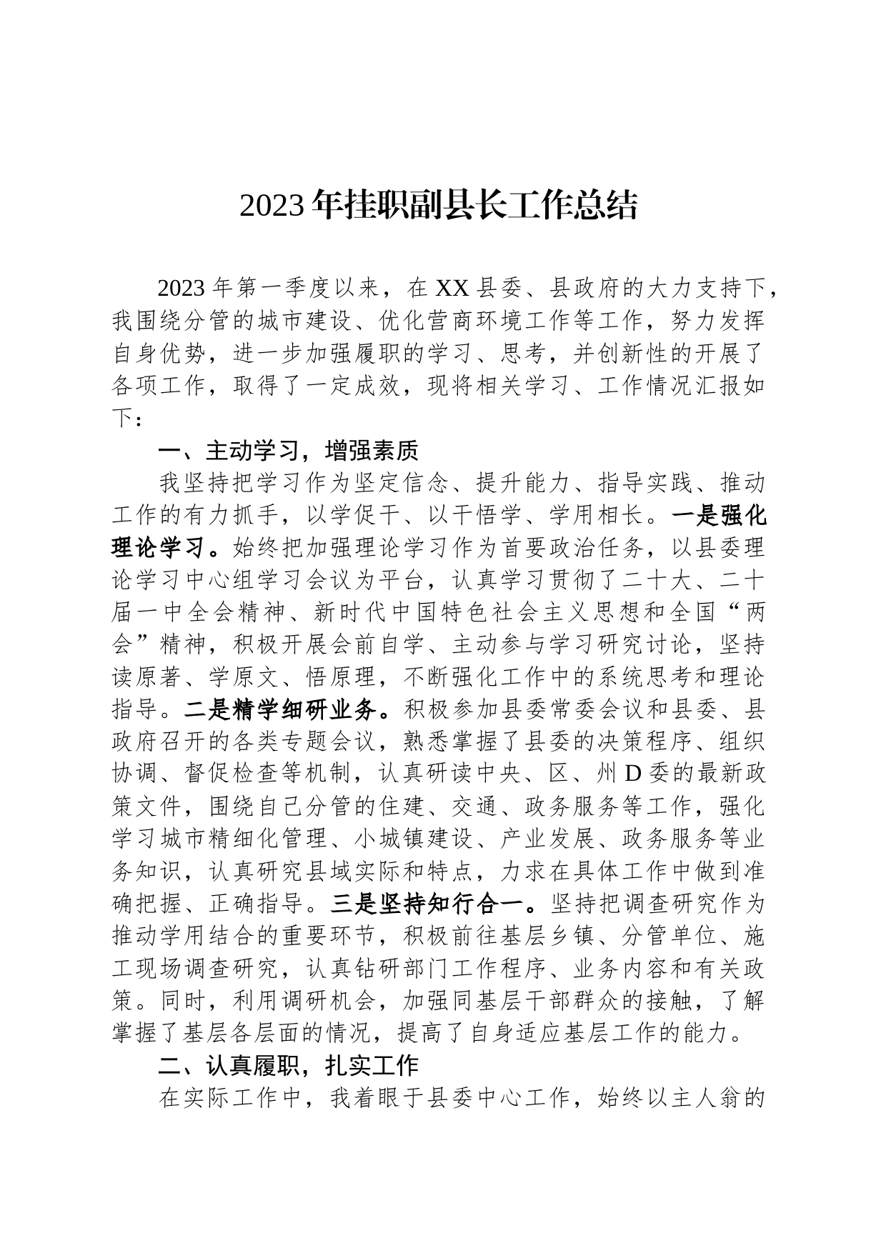 2023年挂职副县长工作总结_第1页